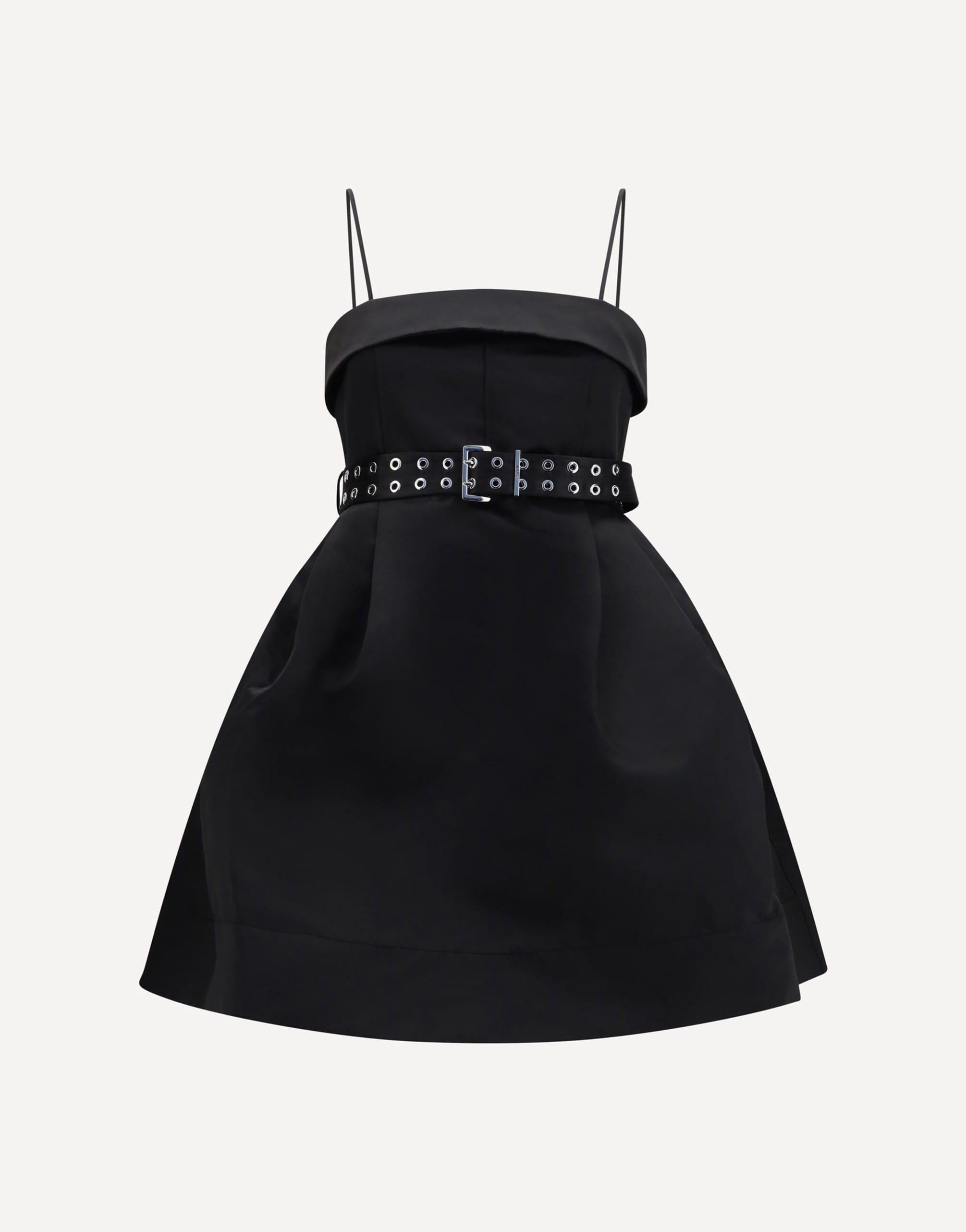 Ganni Short Satin Dress With Full Skirt