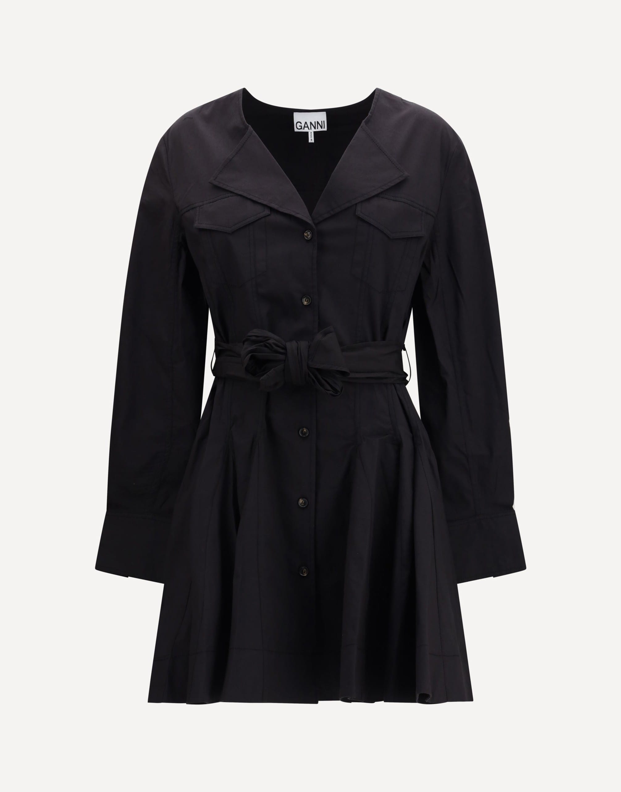 Ganni Short Shirt Dress With Belt