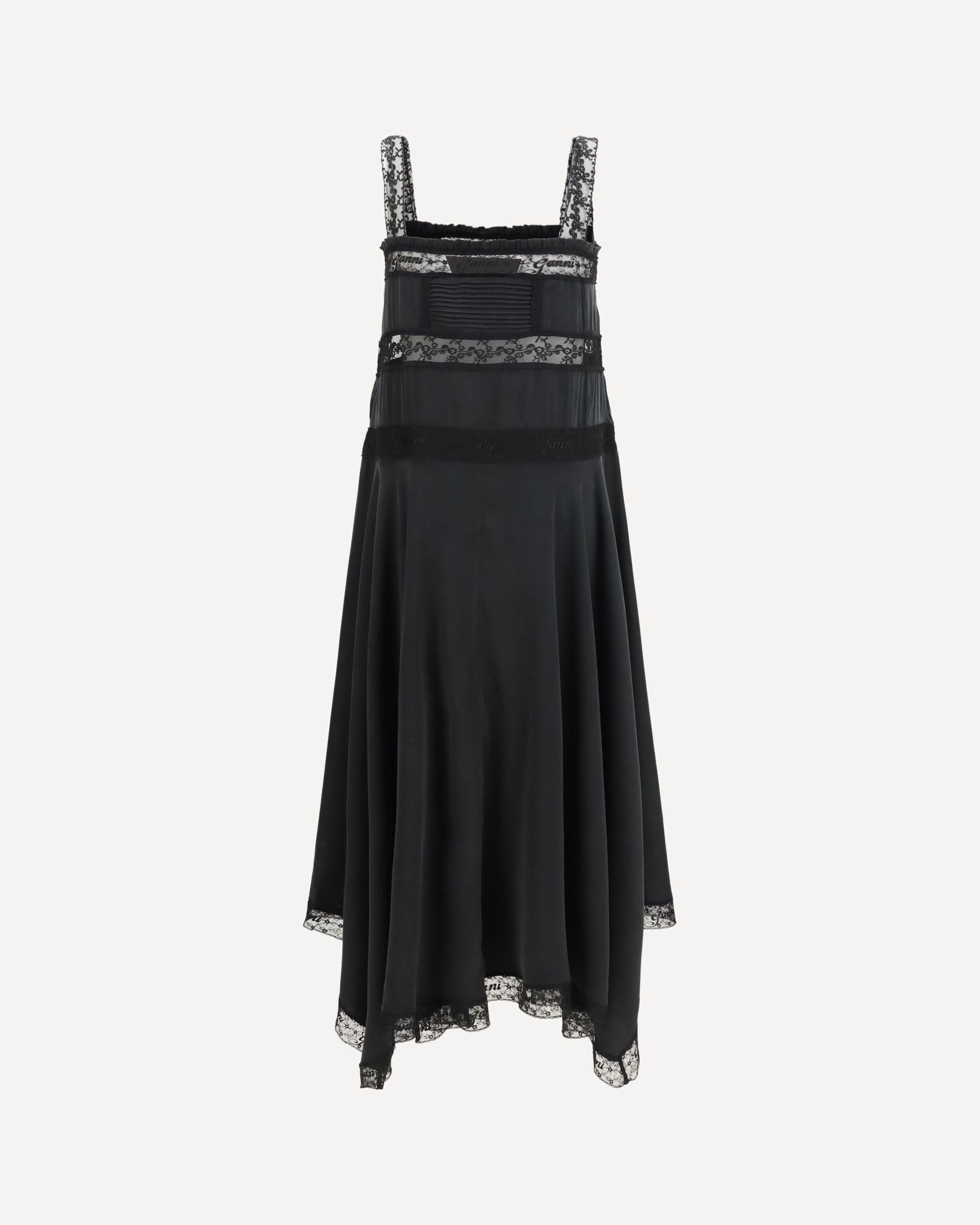 Ganni Robe maxi en soie Ganni avec détails en dentelle - alternate view