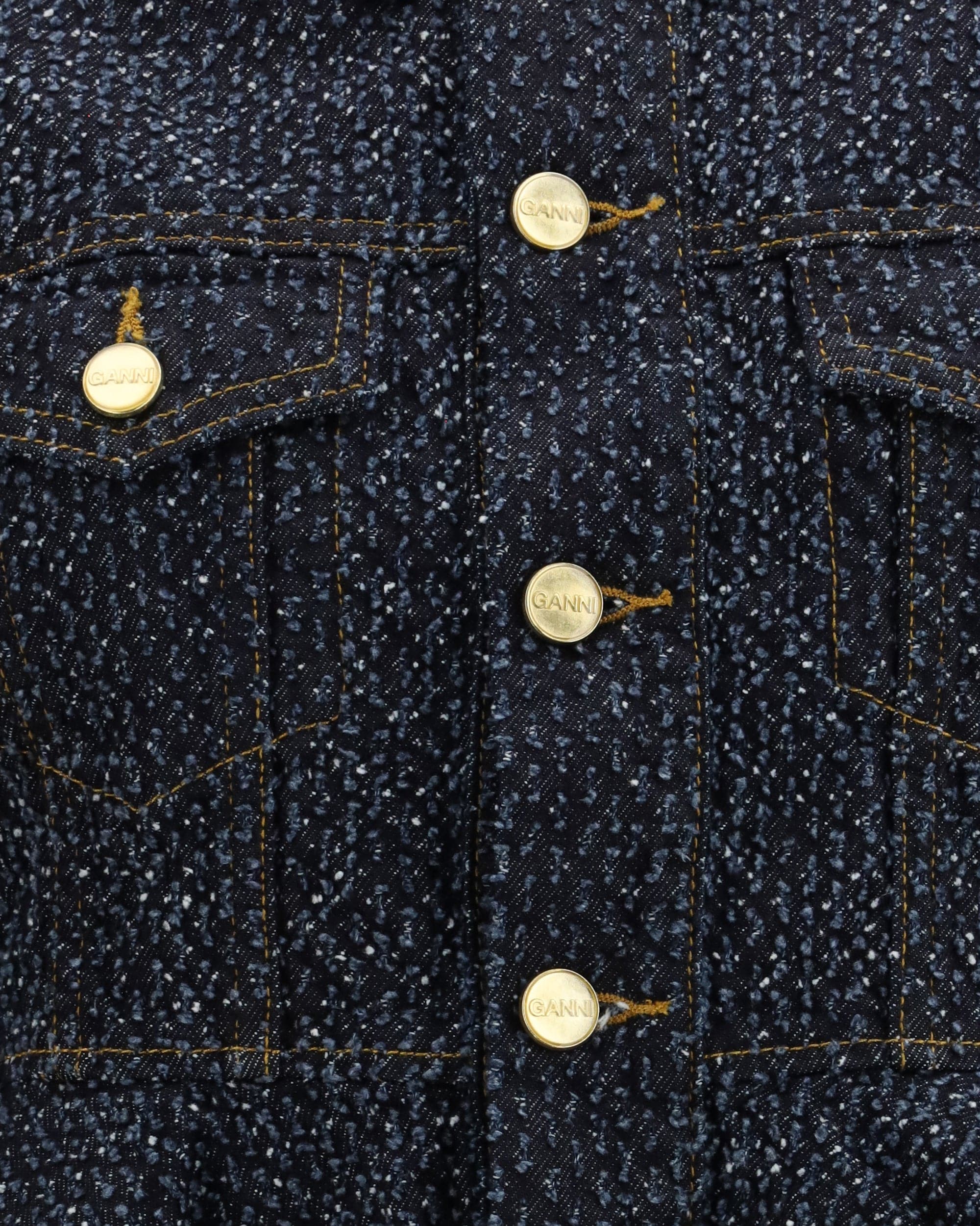 Ganni Tweed Denim Peplum Jacket