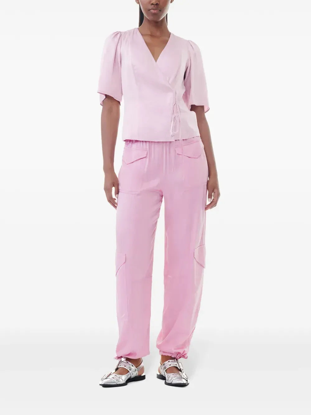 Ganni Ganni V-Neck Wrap Blouse