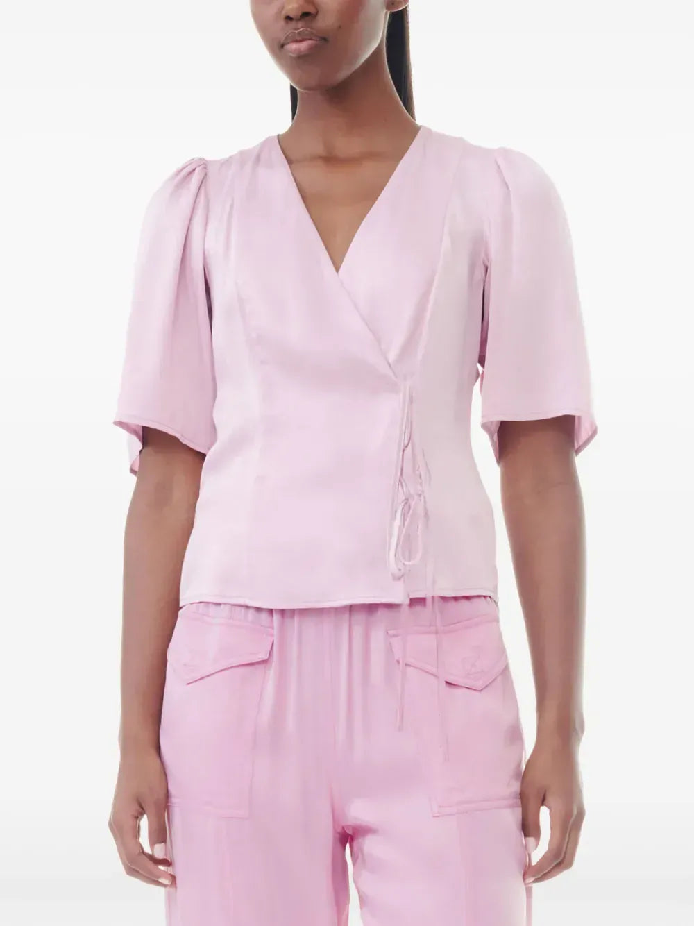 Ganni Ganni V-Neck Wrap Blouse