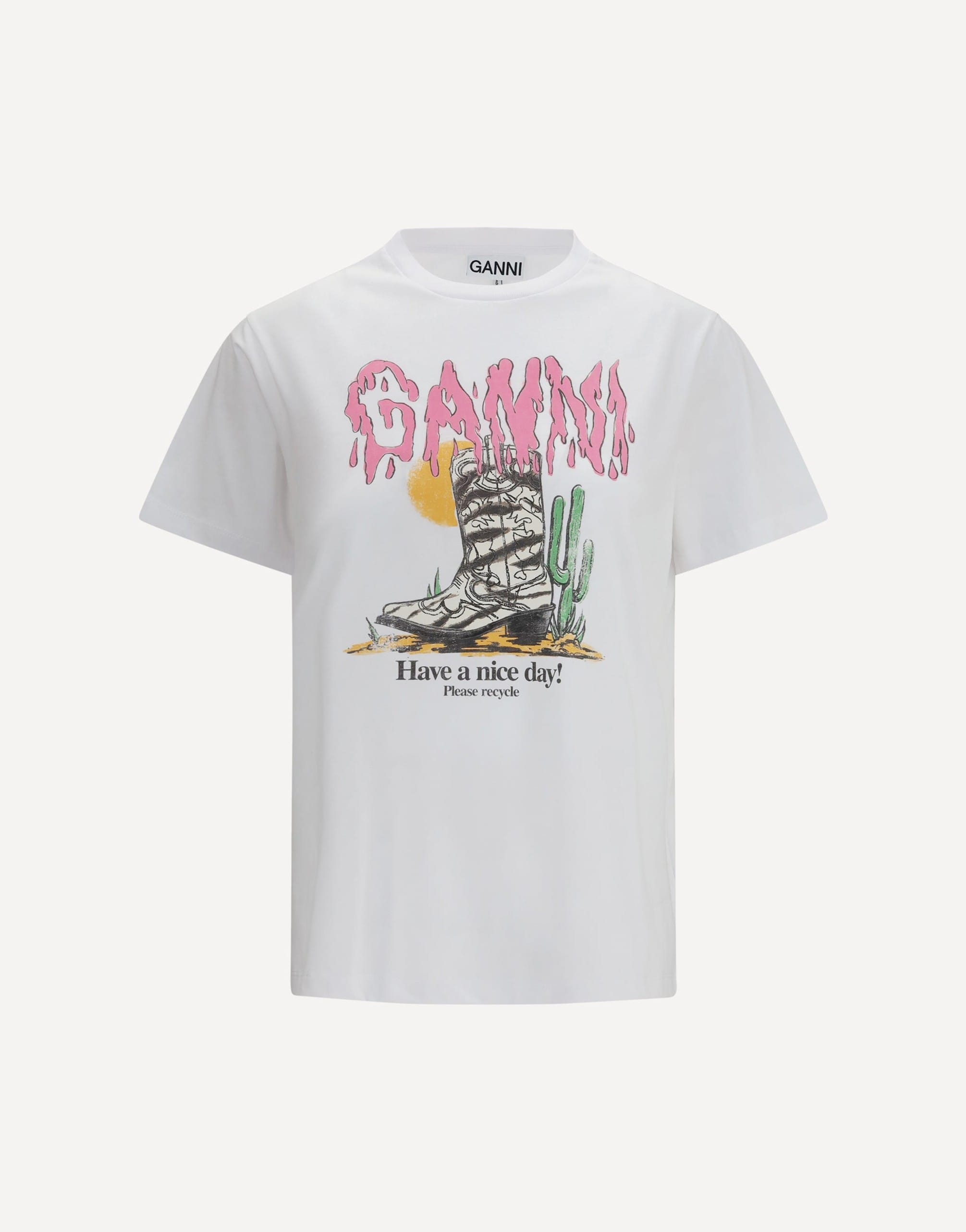 Ganni Ganni Western T-Shirt With Cowboy Boots