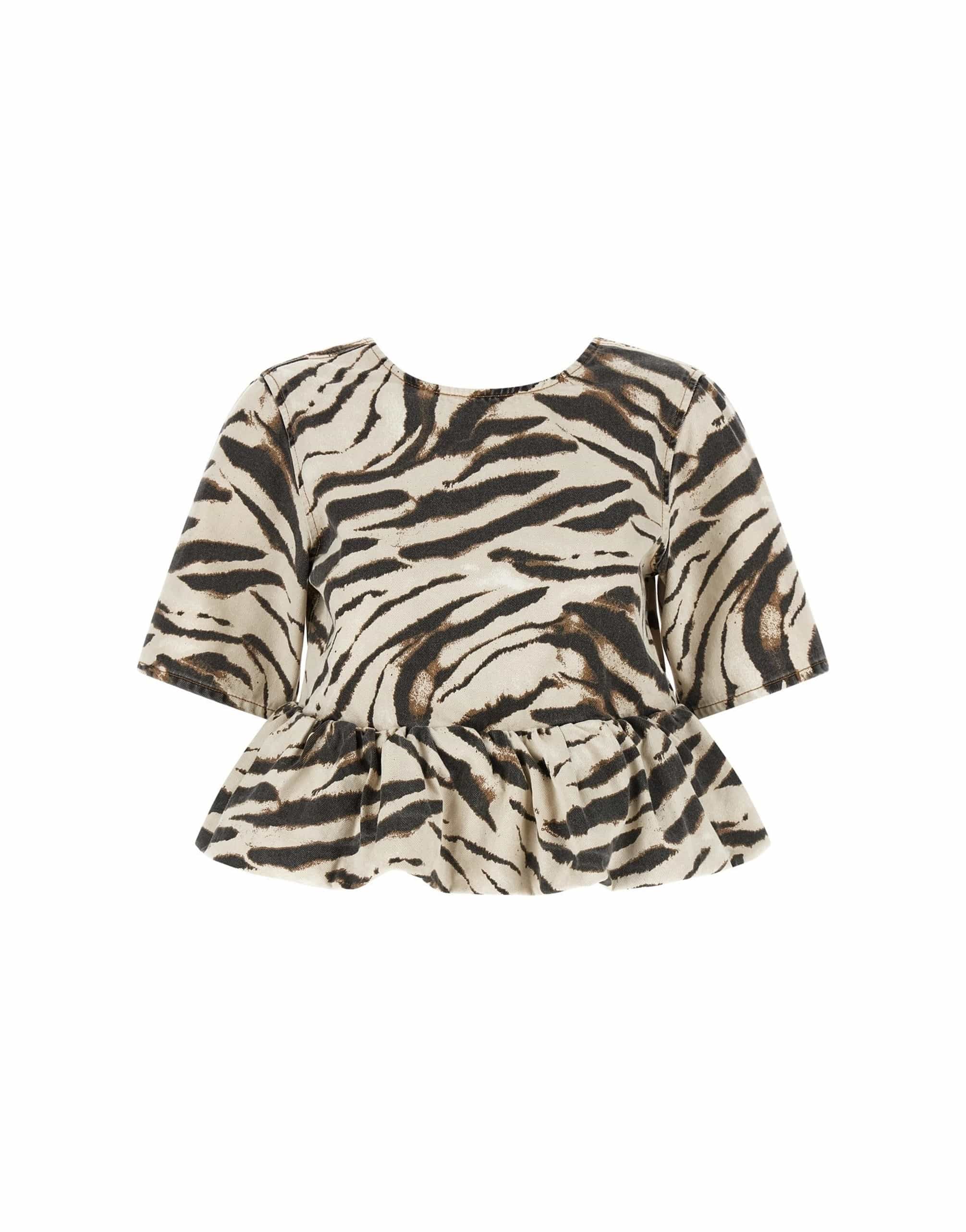 Ganni Zebra Denim Top | Sendegaro CA