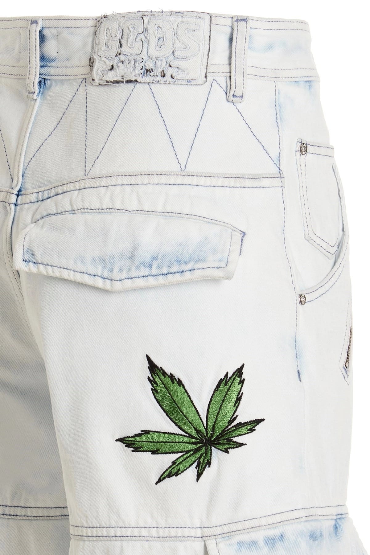 GCDS GCDS Bleached Embroidered Ultracargo Bermuda Shorts
