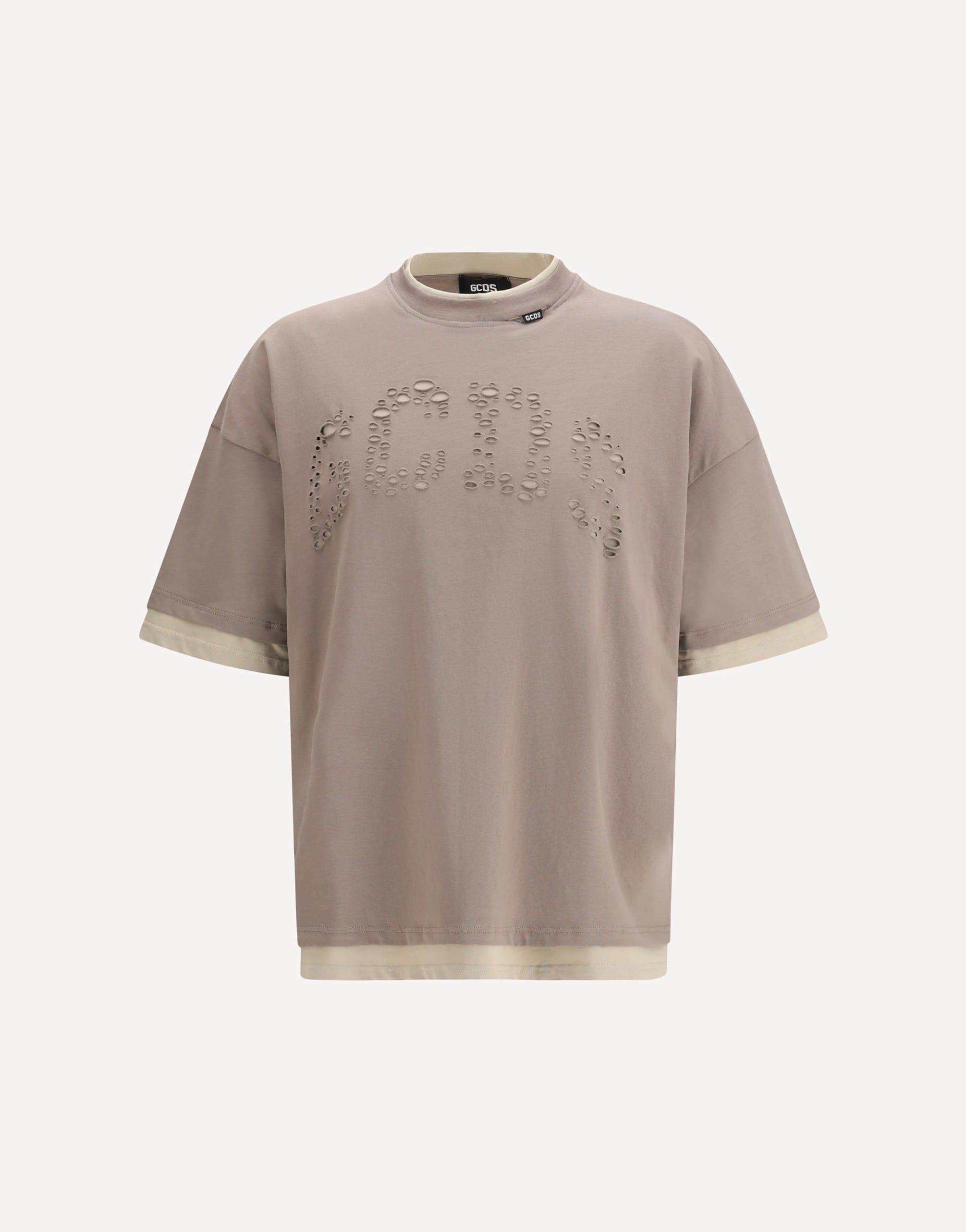 GCDS Over T-Shirt Cotton Jersey Perforated Logo