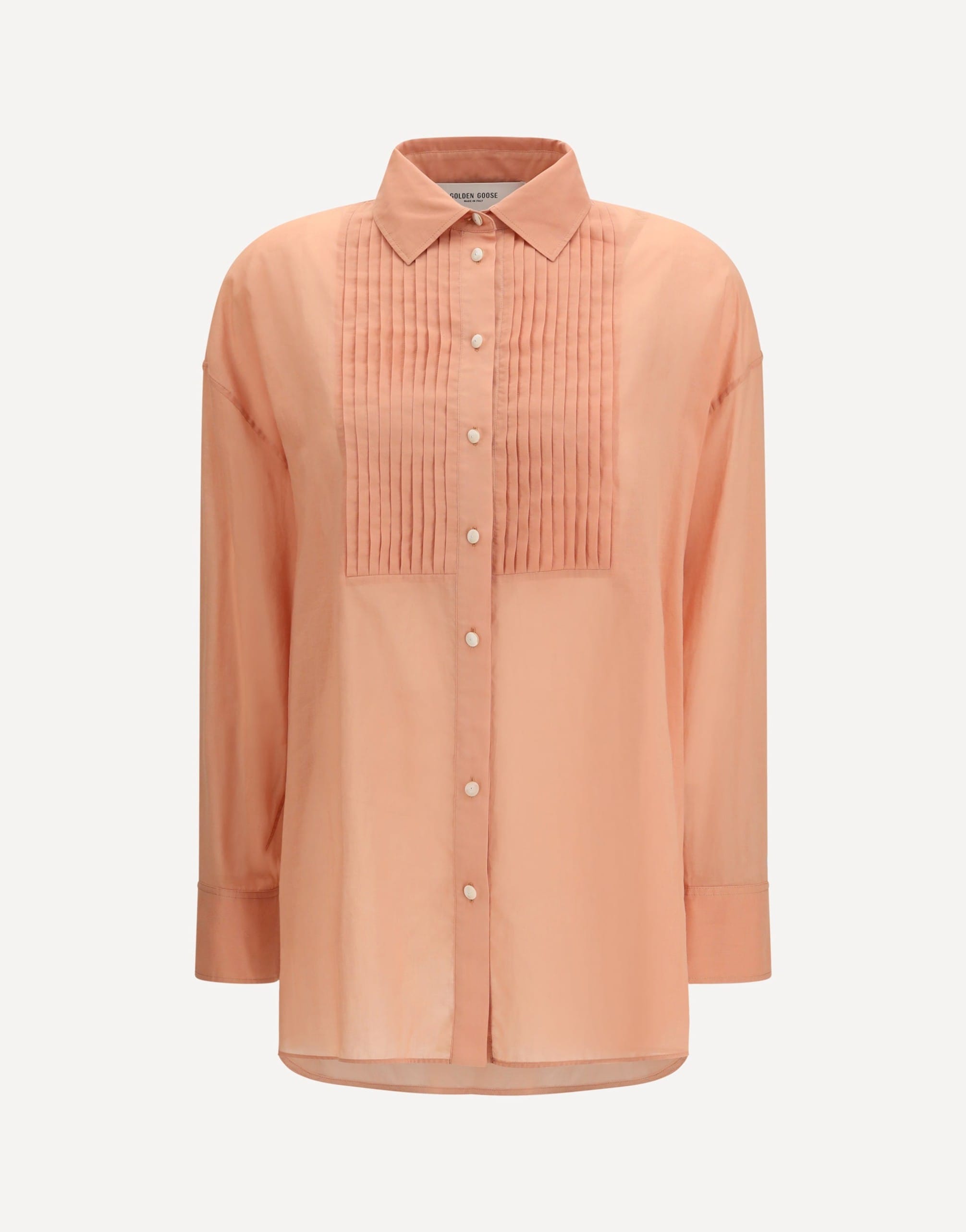 Golden Goose Oversized Shirt In Cotton With Pleated Bib