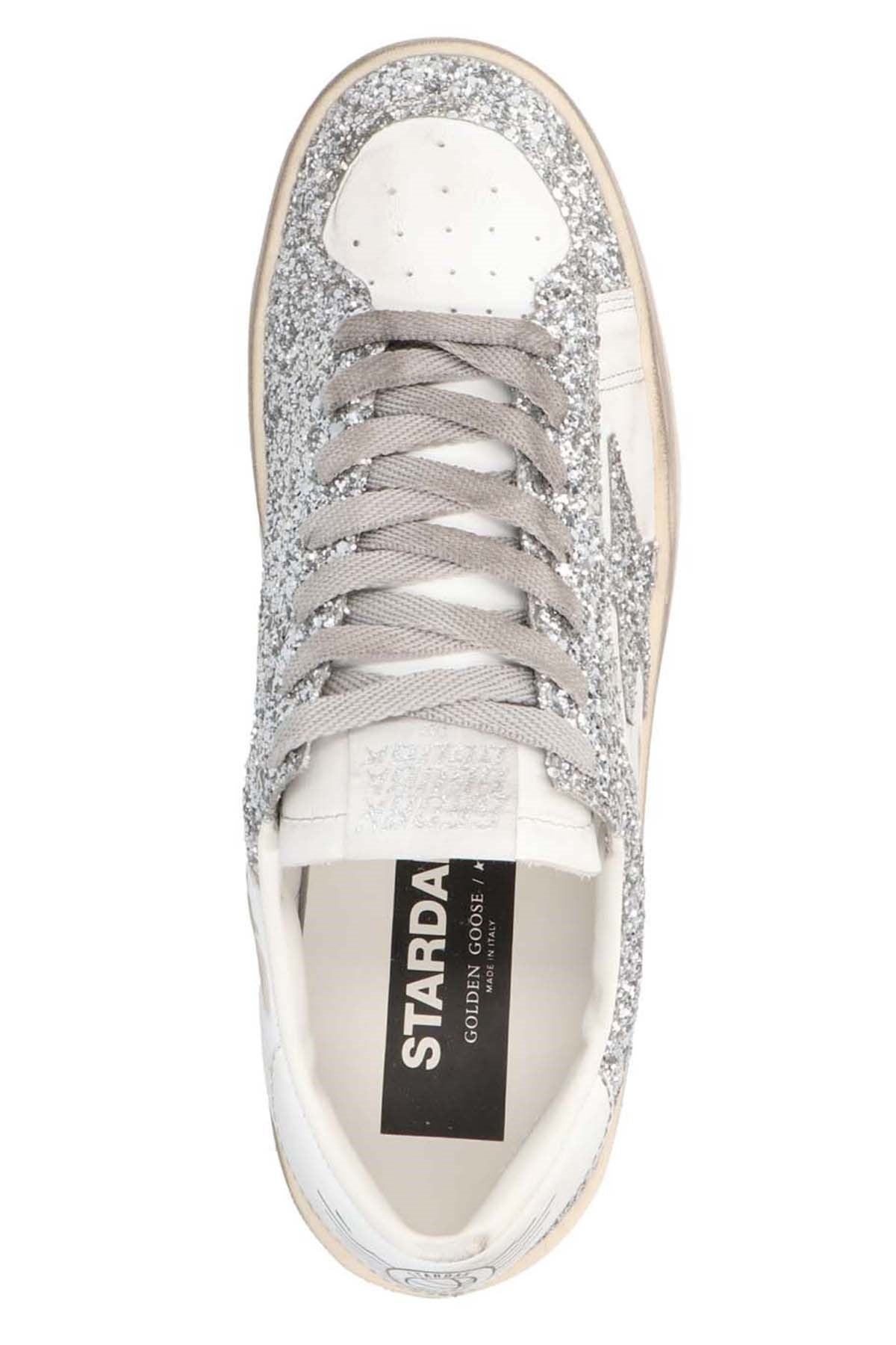 Golden Goose Stardan Sneakers mit silbernem Glitzer