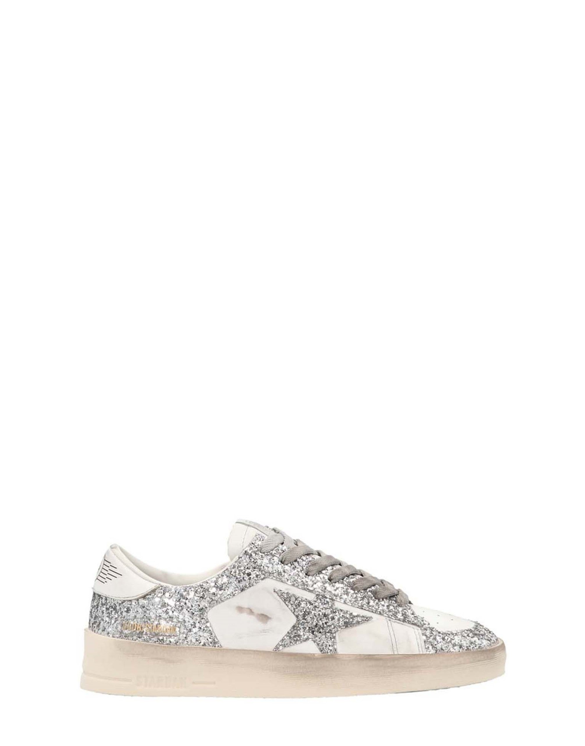 Golden Goose Stardan Sneakers mit silbernem Glitzer