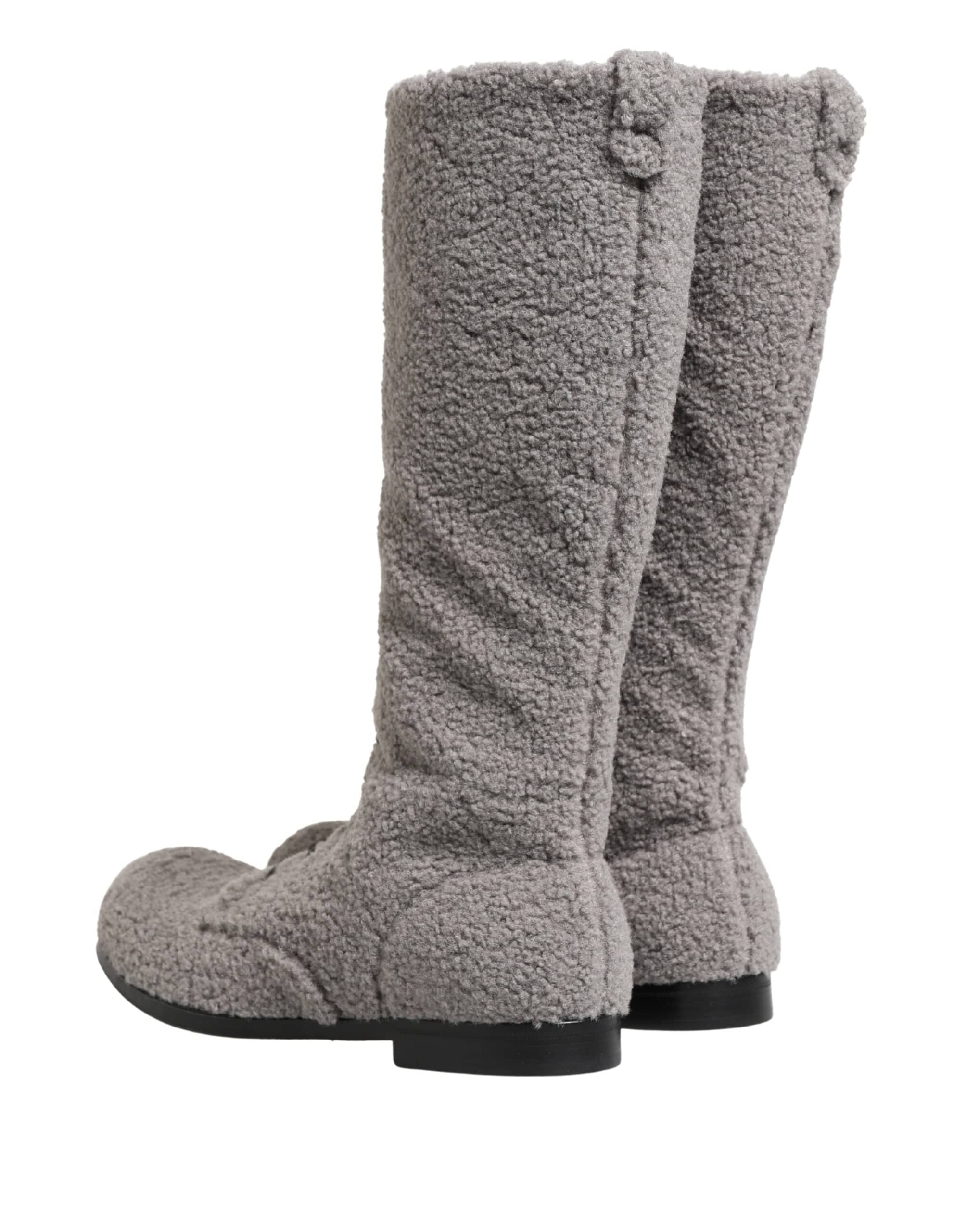 Dolce & Gabbana Shearling Lace-Up Knee-High Boots | Sendegaro KR