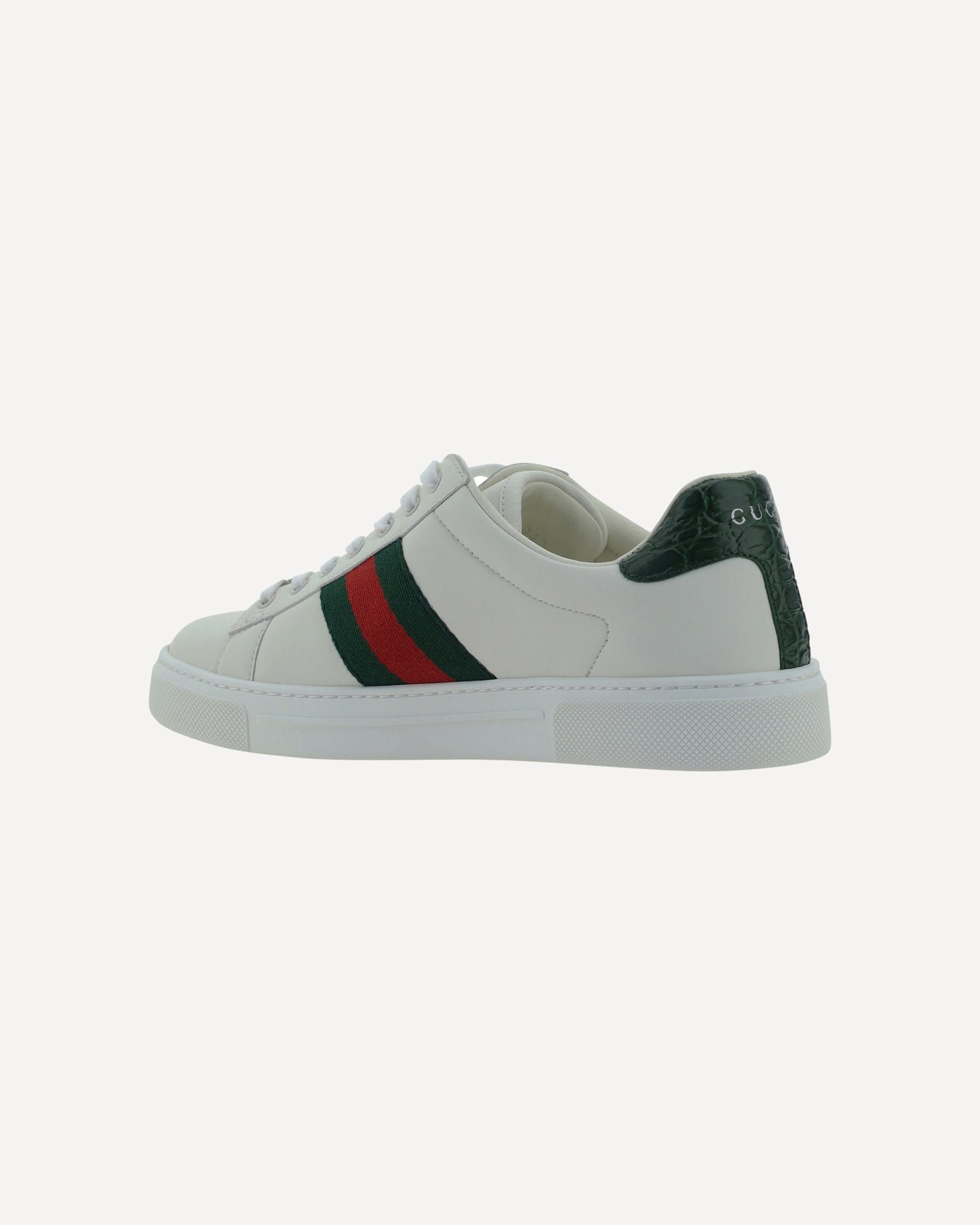 Gucci Calfskin Sneakers With Webbing Stripes