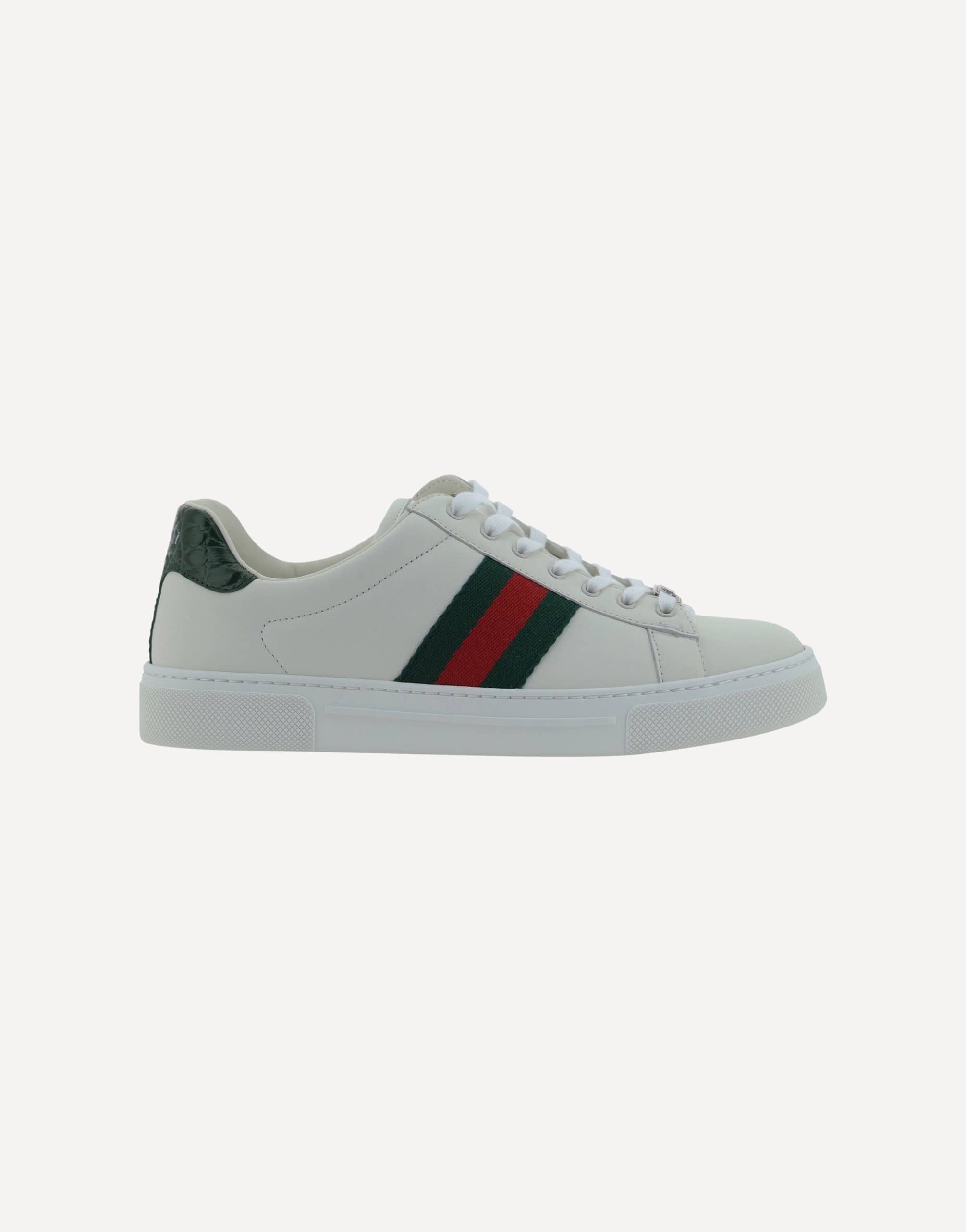 Gucci Calfskin Sneakers With Webbing Stripes