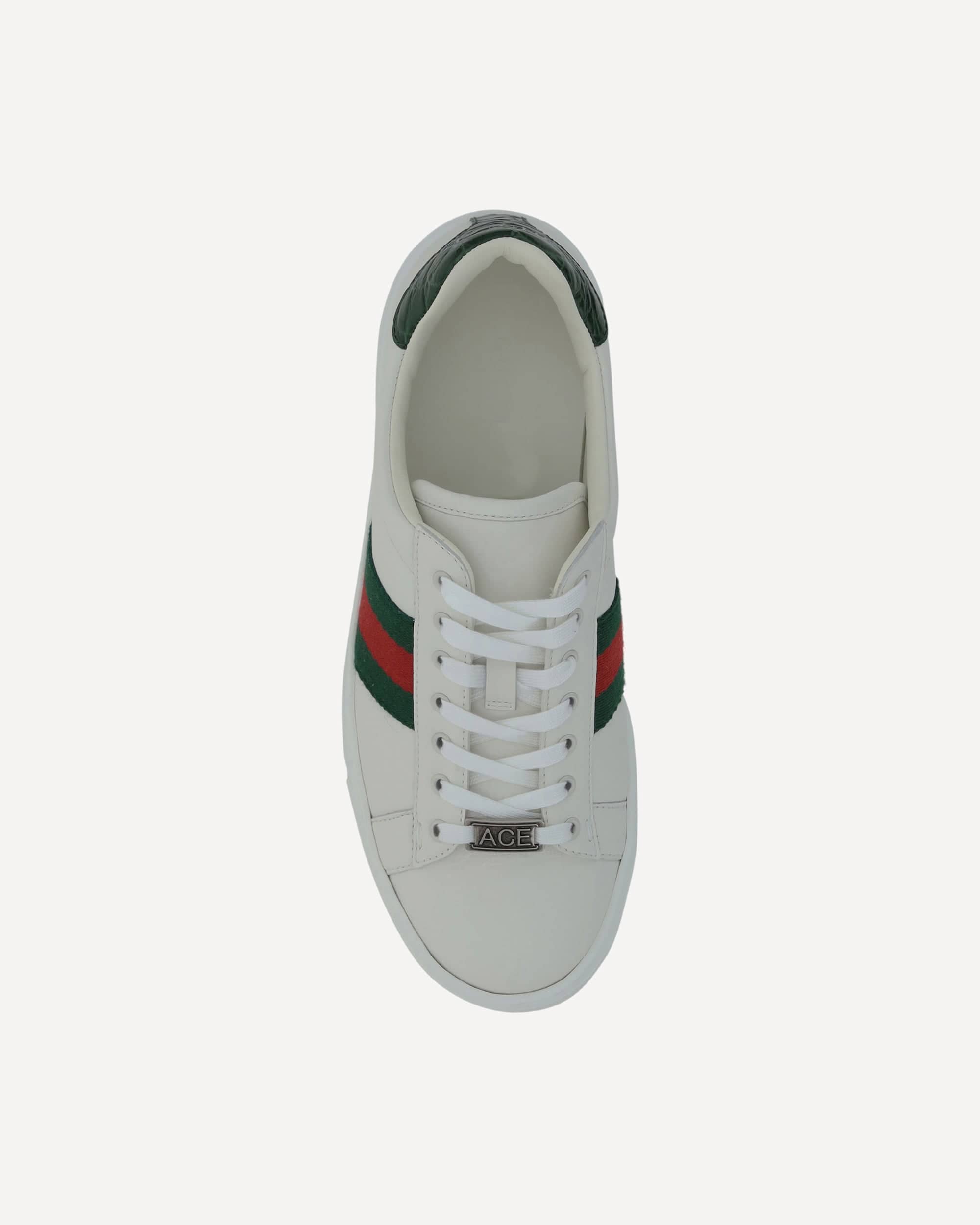 Gucci Calfskin Sneakers With Webbing Stripes