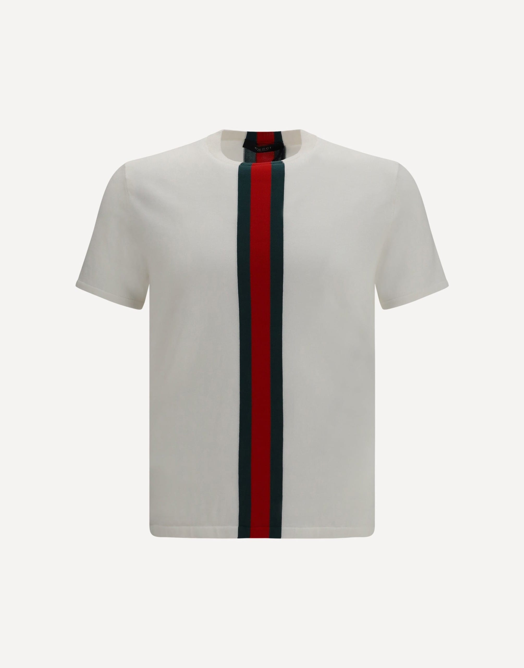 Gucci Gucci Cotton Knit T-Shirt With Web Intarsia