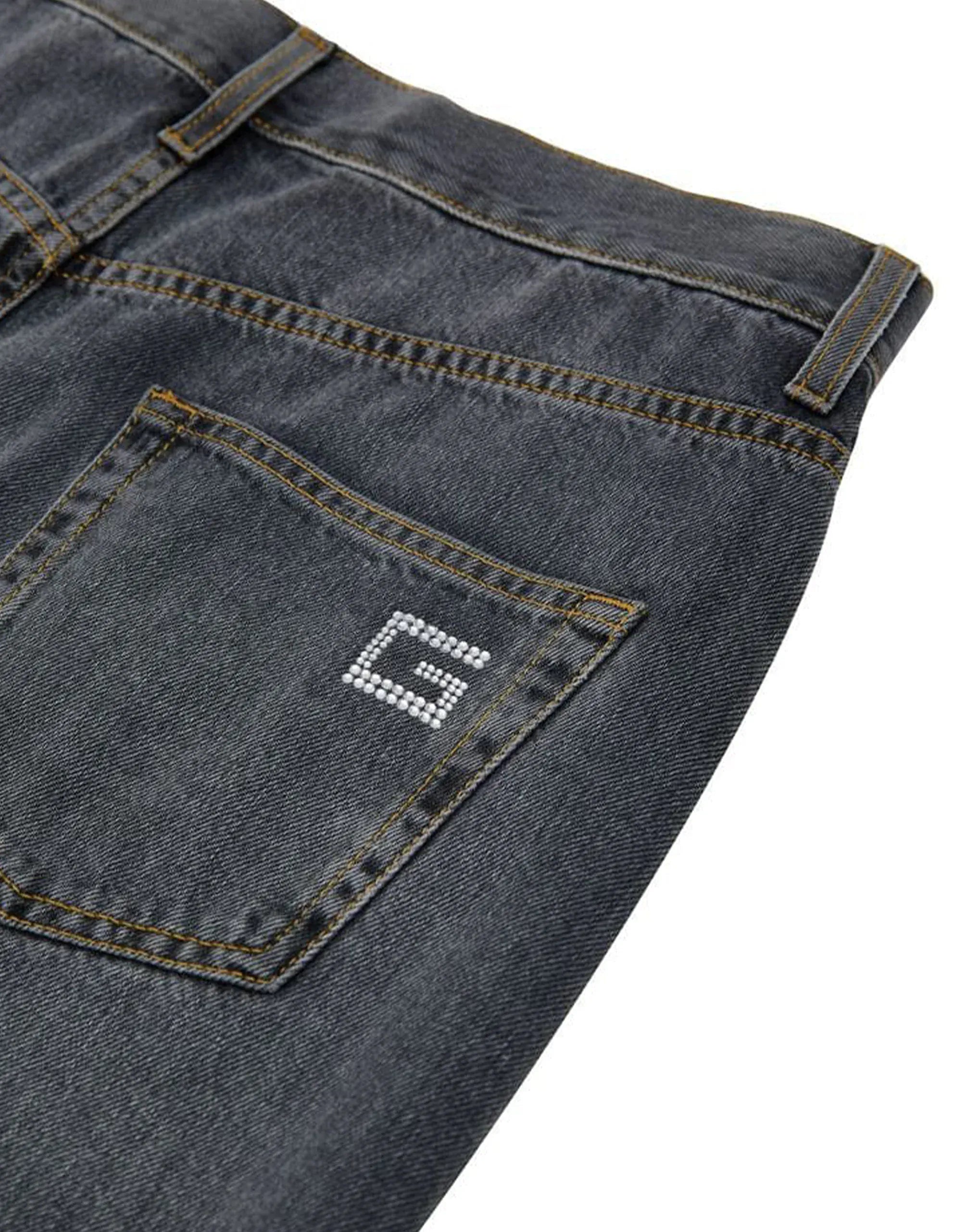 Gucci Jeans met kristallen versierde logo