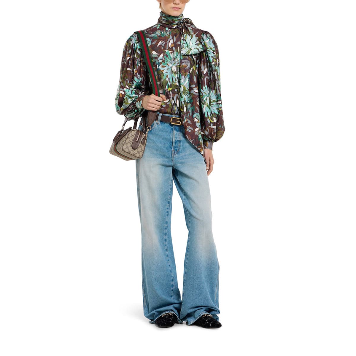 Gucci Denim Flared Bleached Jeans