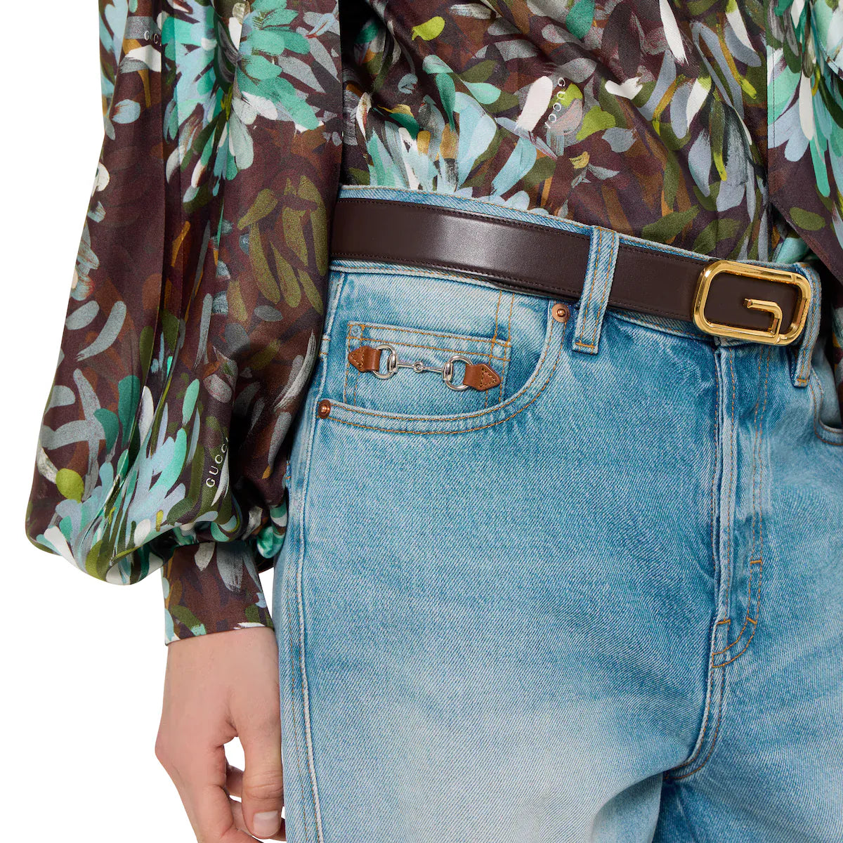 Gucci Denim Flared Bleached Jeans