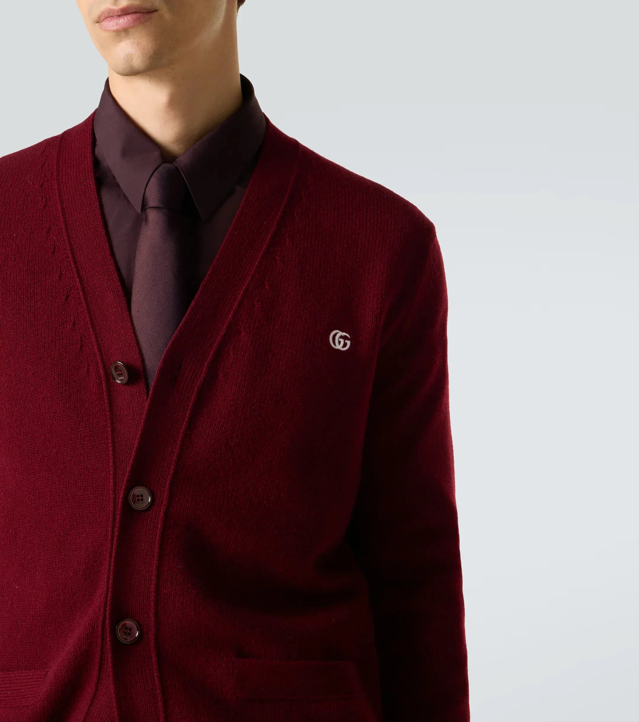 Gucci Double G Embroidery V-neck Cardigan