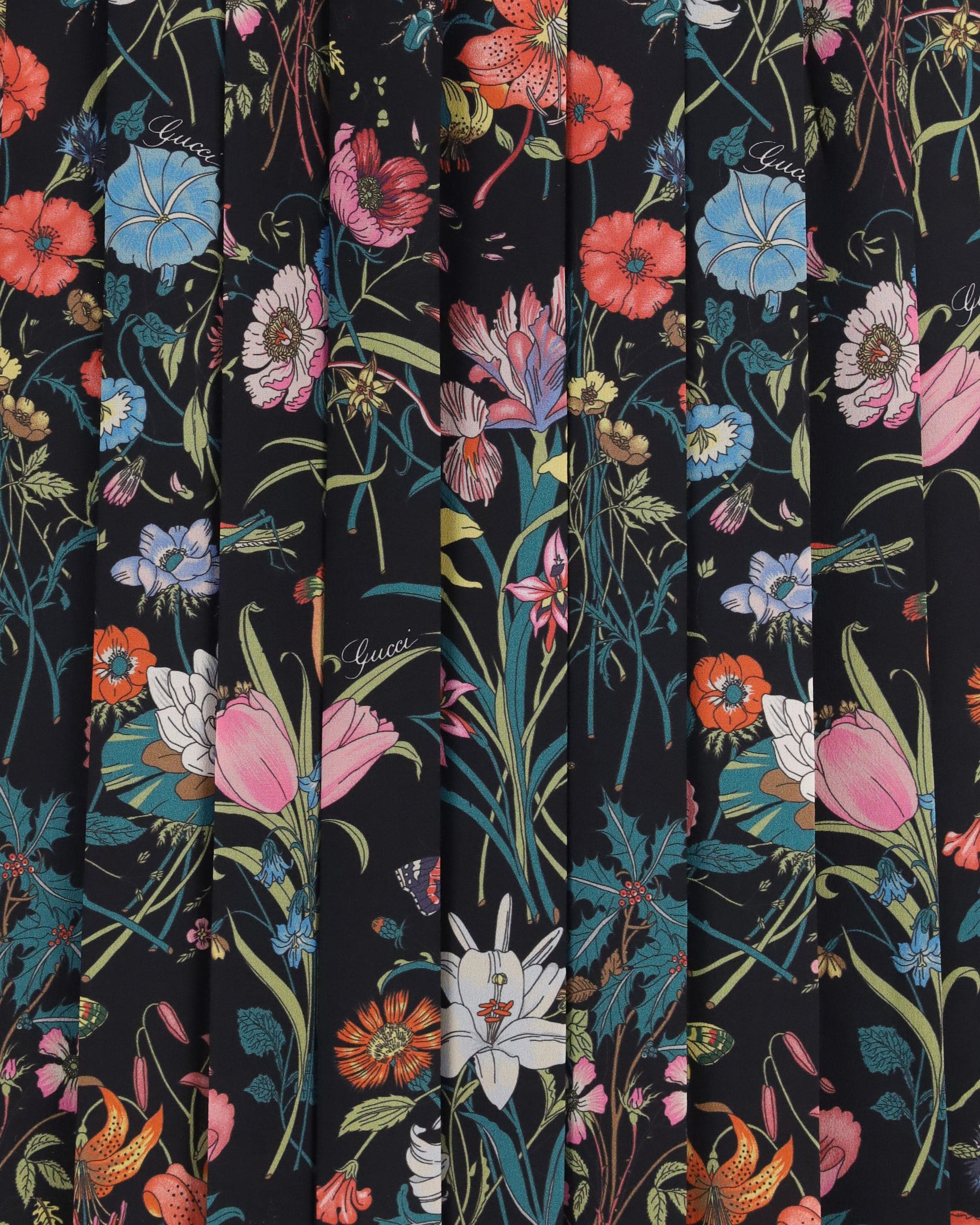 Gucci Gucci Flora Printed Silk Midi Skirt