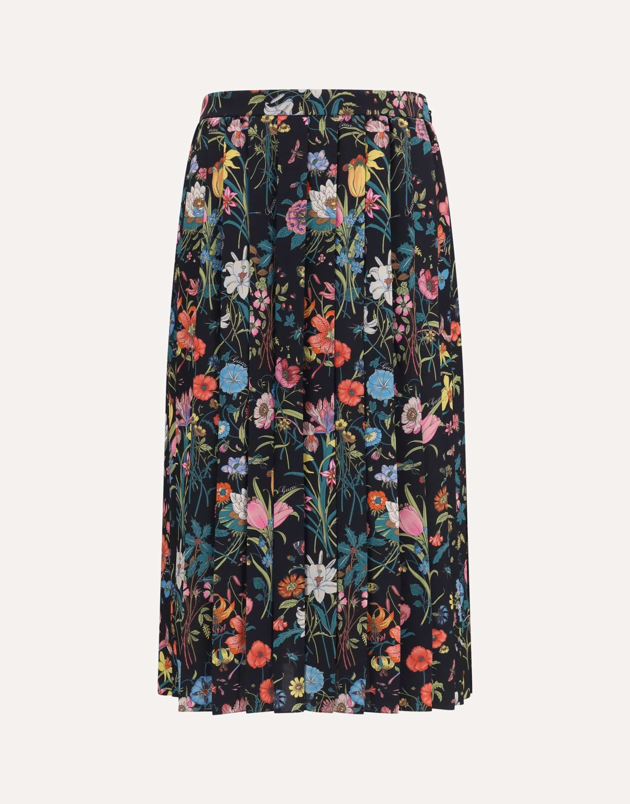 Gucci Gucci Flora Printed Silk Midi Skirt