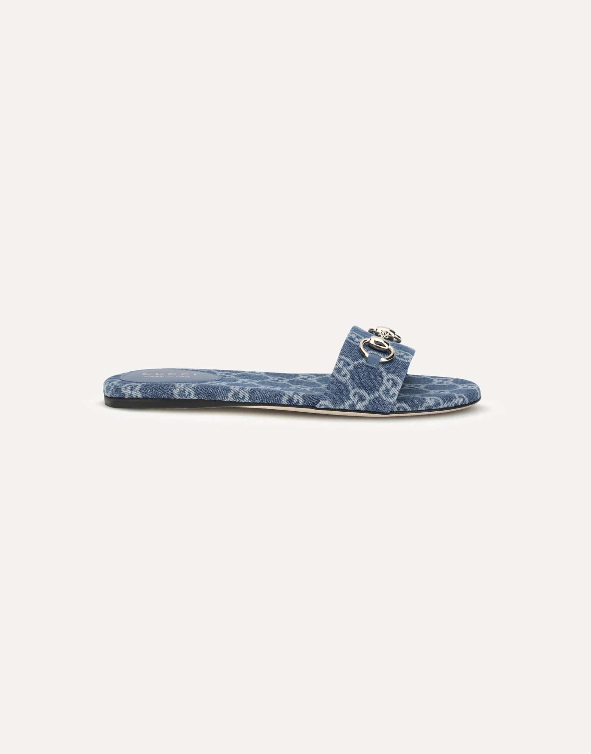 GUCCI デニムエスパドリーユ サンダル Gucci Gg Denim Slider Sandals | Sendegaro KR