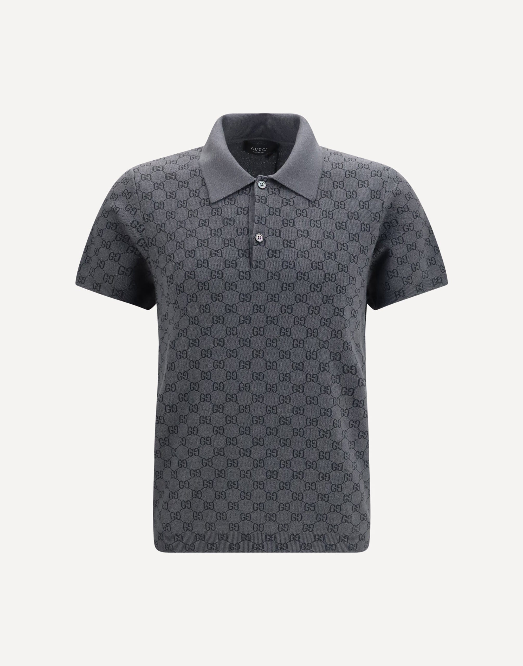 Gucci Gucci Gg Jacquard Wool Silk Polo Shirt