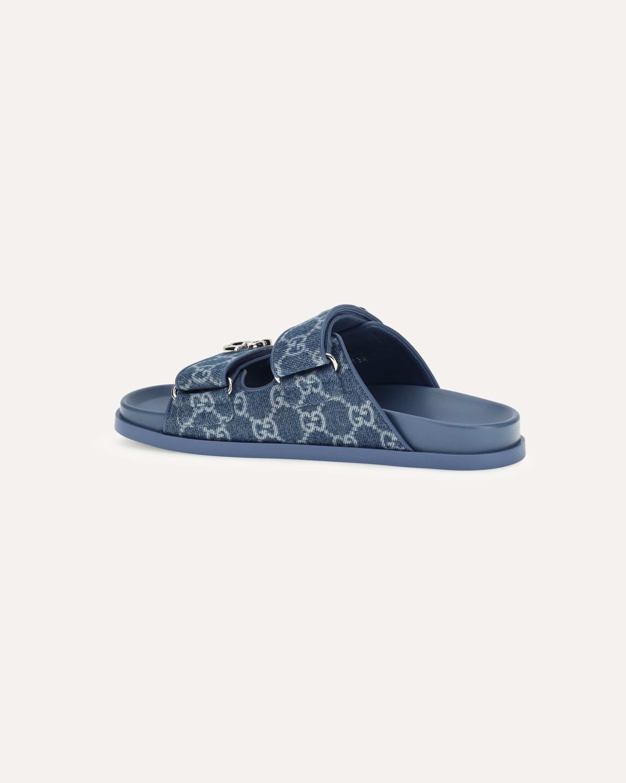 Gucci Gg Logo Denim Sandals