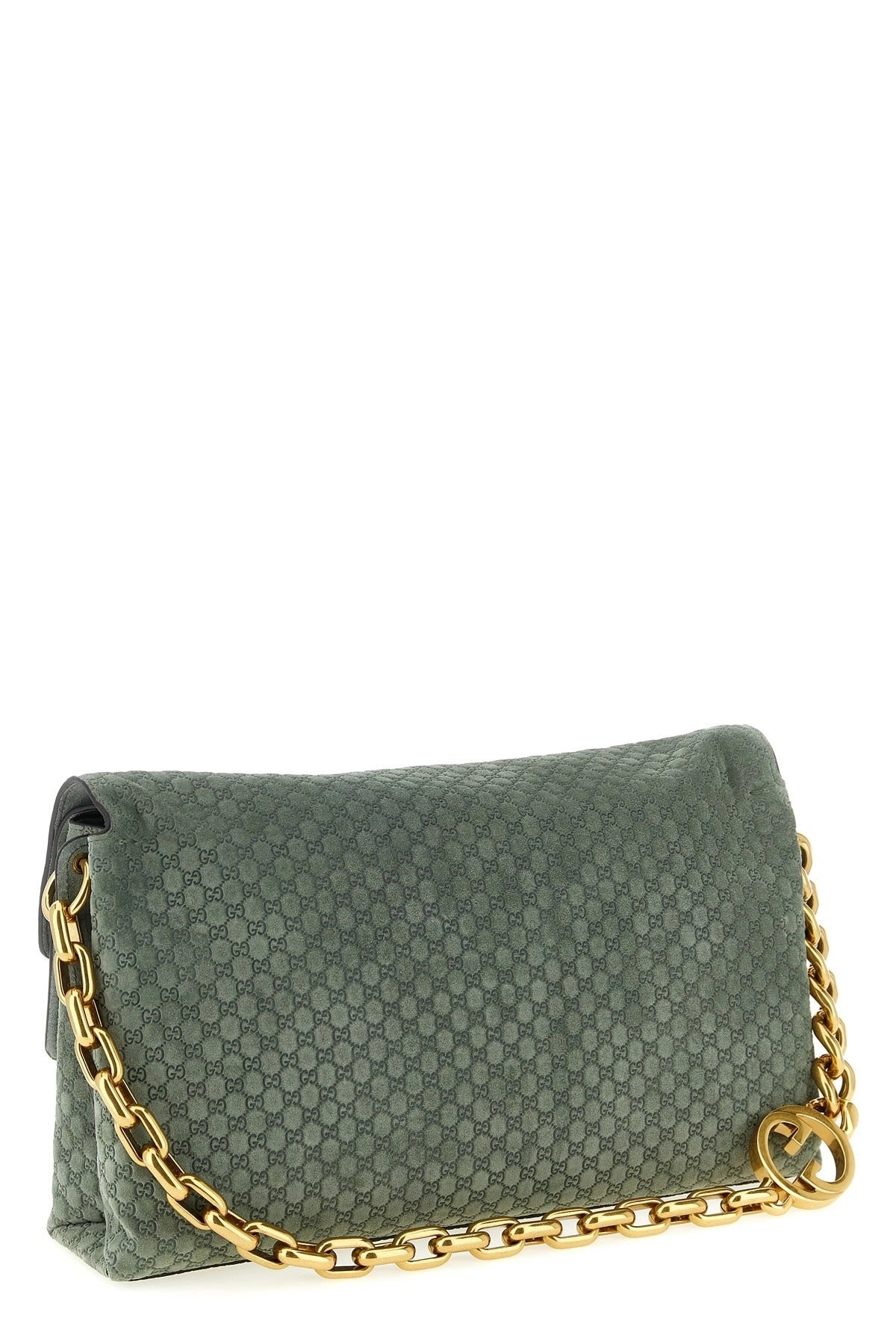 Gucci Large Suede GG Shoulder Bag