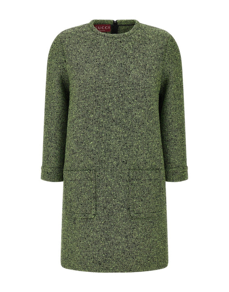 gucci wool mini dress GUCCI Jacquard-knit wool-blend mini dress