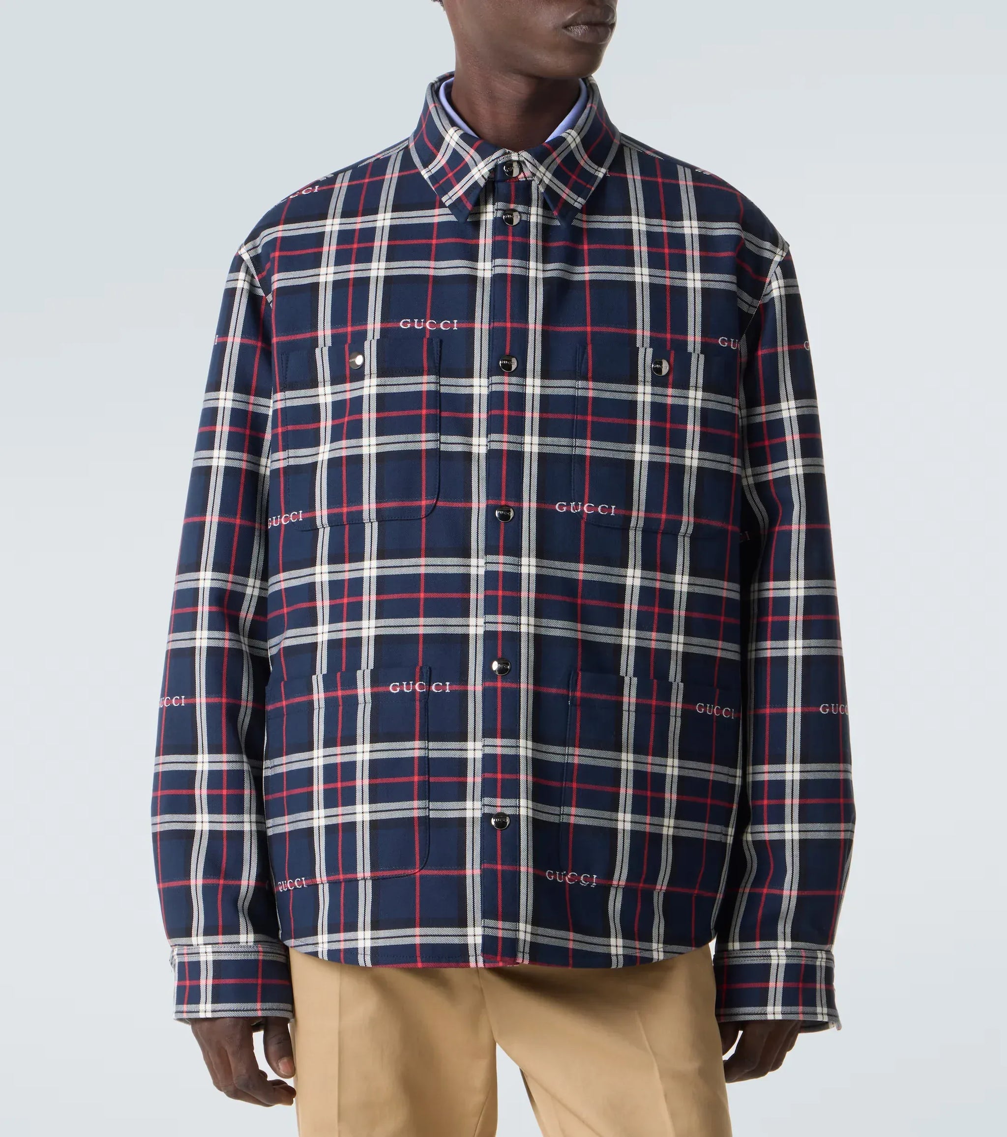 Gucci Tartan Jacquard Padded Cotton Shirt Gucci Tartan Jacquard Padded Cotton Shirt