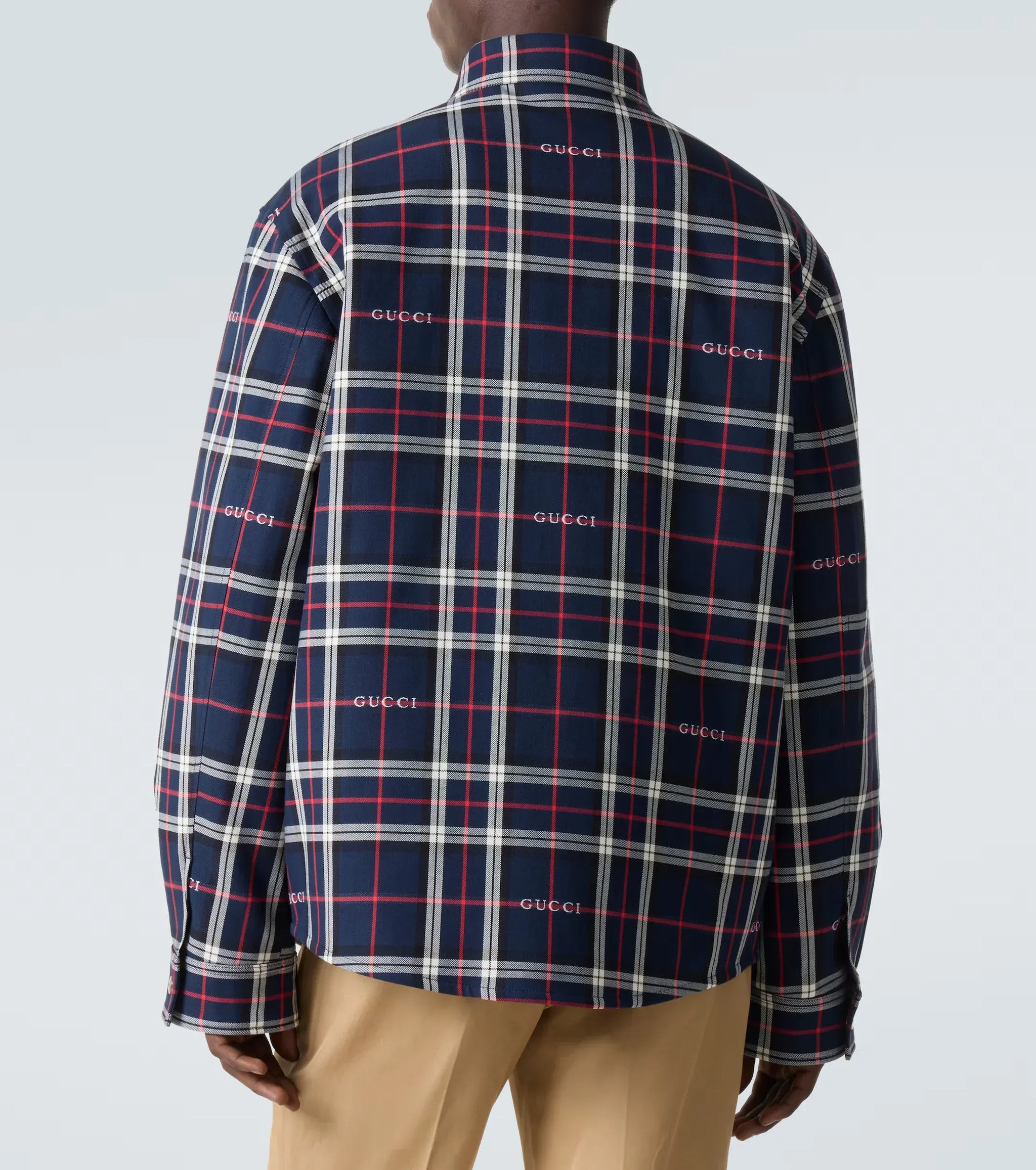 gucci dressing shirt Gucci Tartan Jacquard Padded Cotton Shirt
