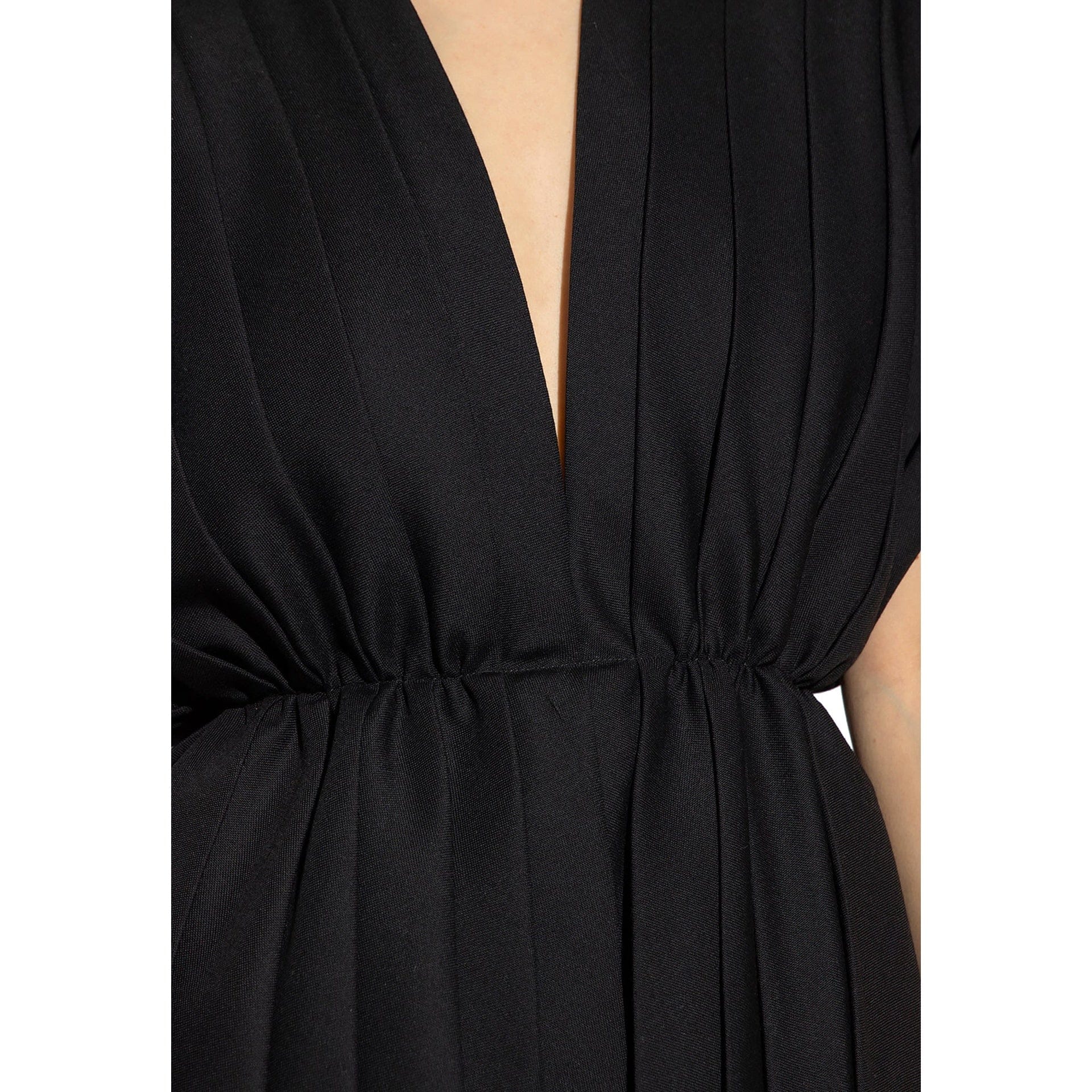Gucci Pleated Wool V-Neck Mini Dress