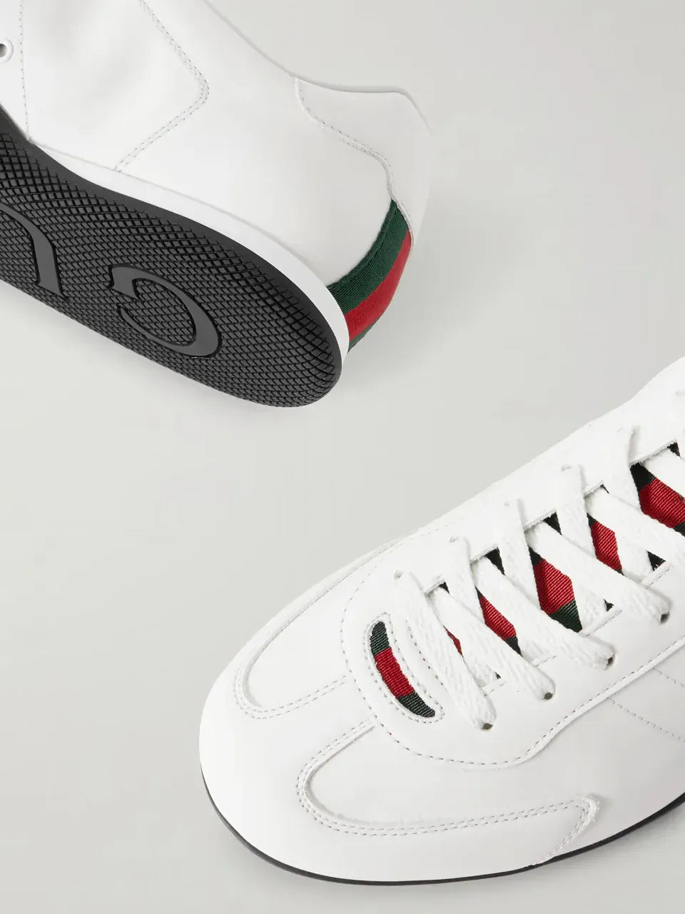 Gucci Rochelle Webbing-Trimmed Leather Sneakers