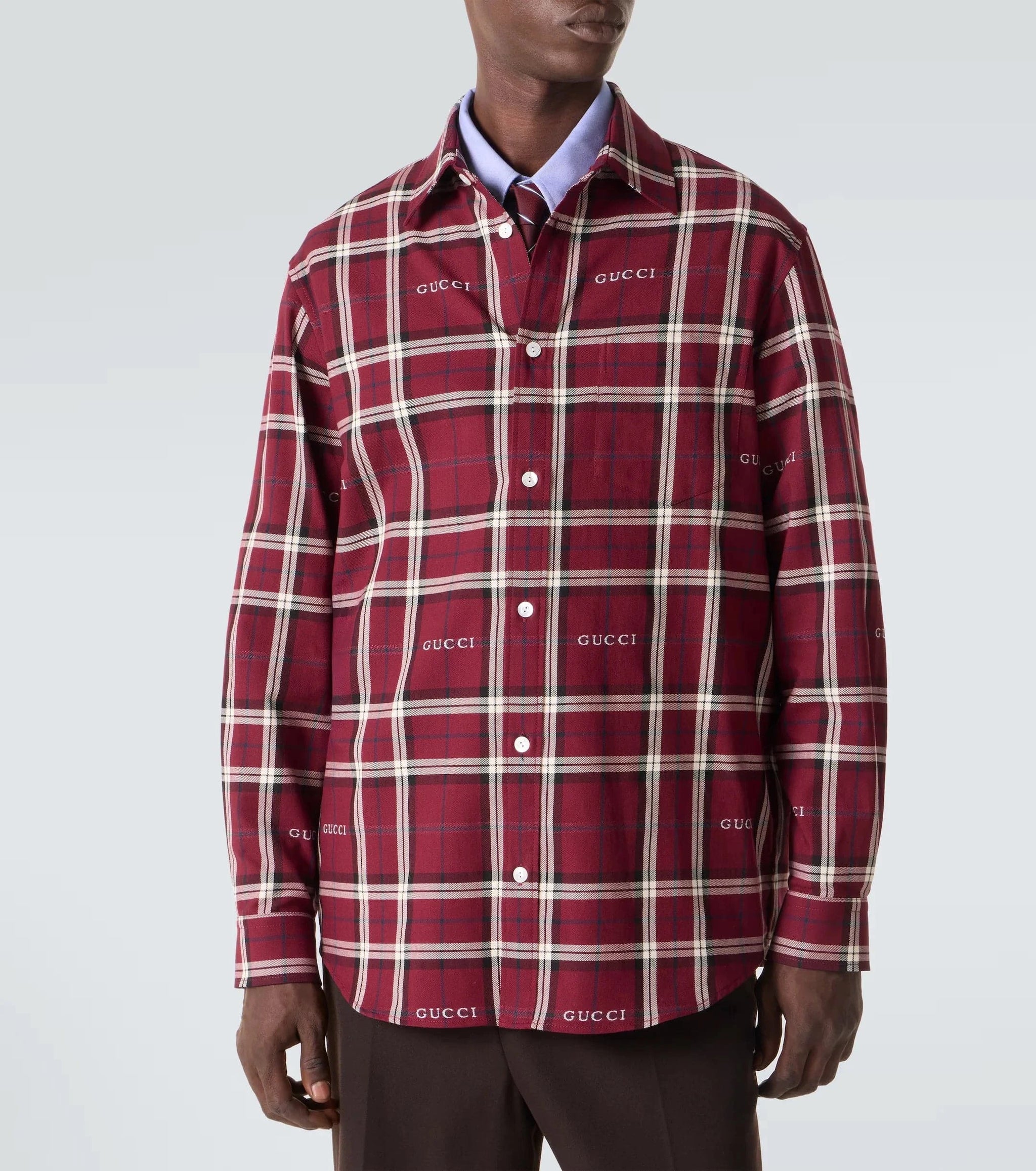 dress shirt gucci Gucci Tartan Jacquard Cotton Shirt