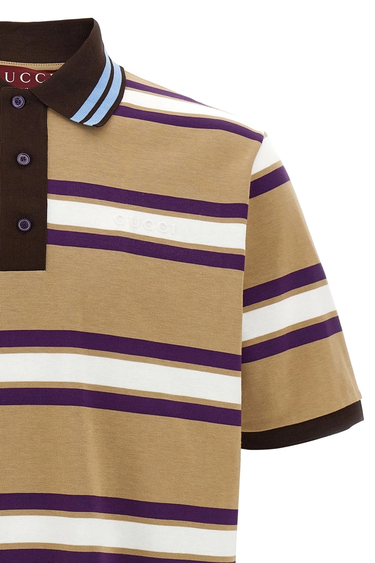 Gucci Gucci Striped Embossed Logo Polo Shirt