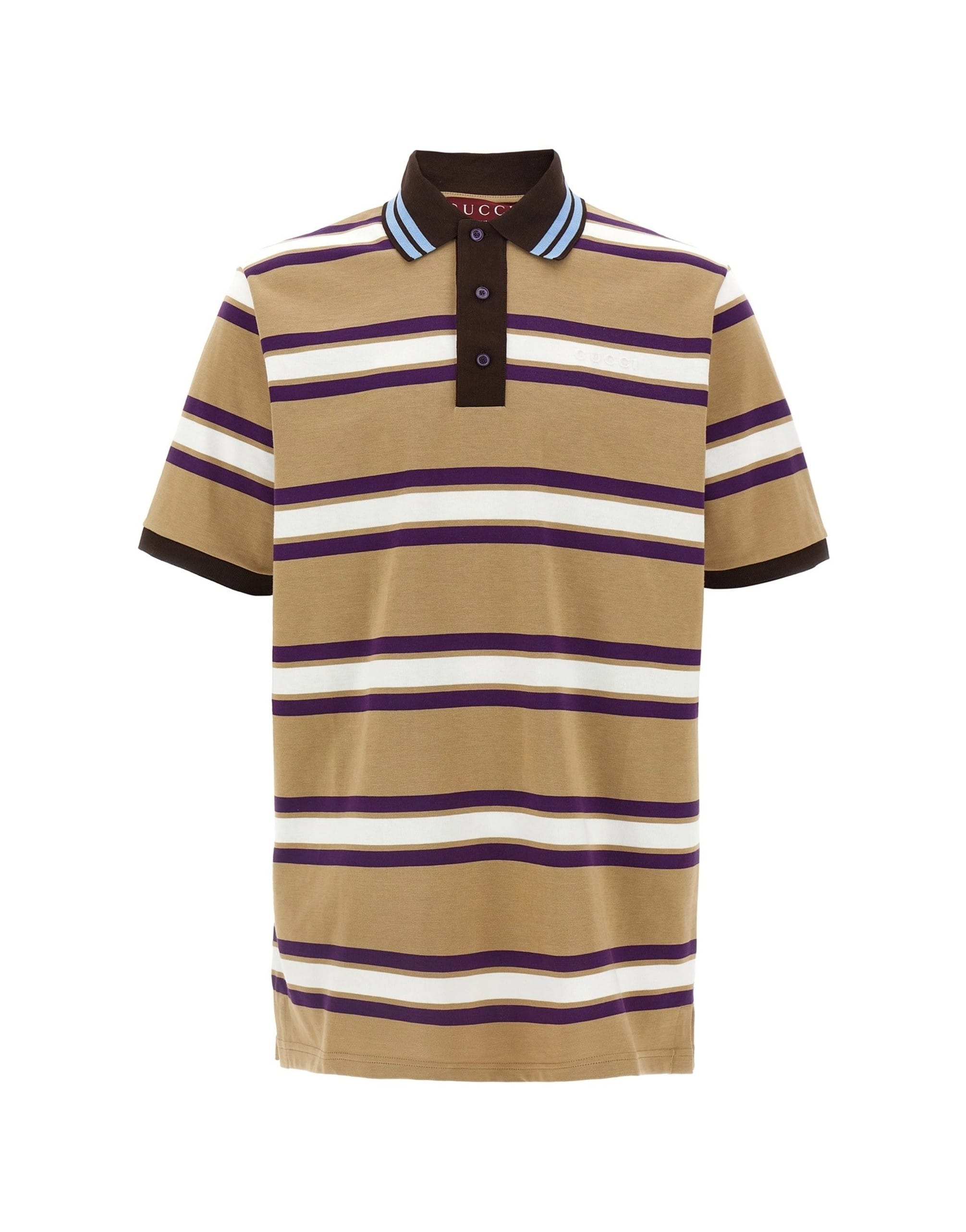 Gucci Gucci Striped Embossed Logo Polo Shirt