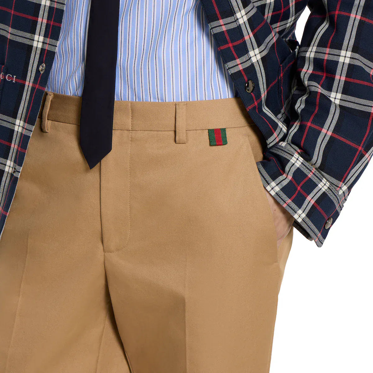 Gucci Web Detail Cotton Twill Pants