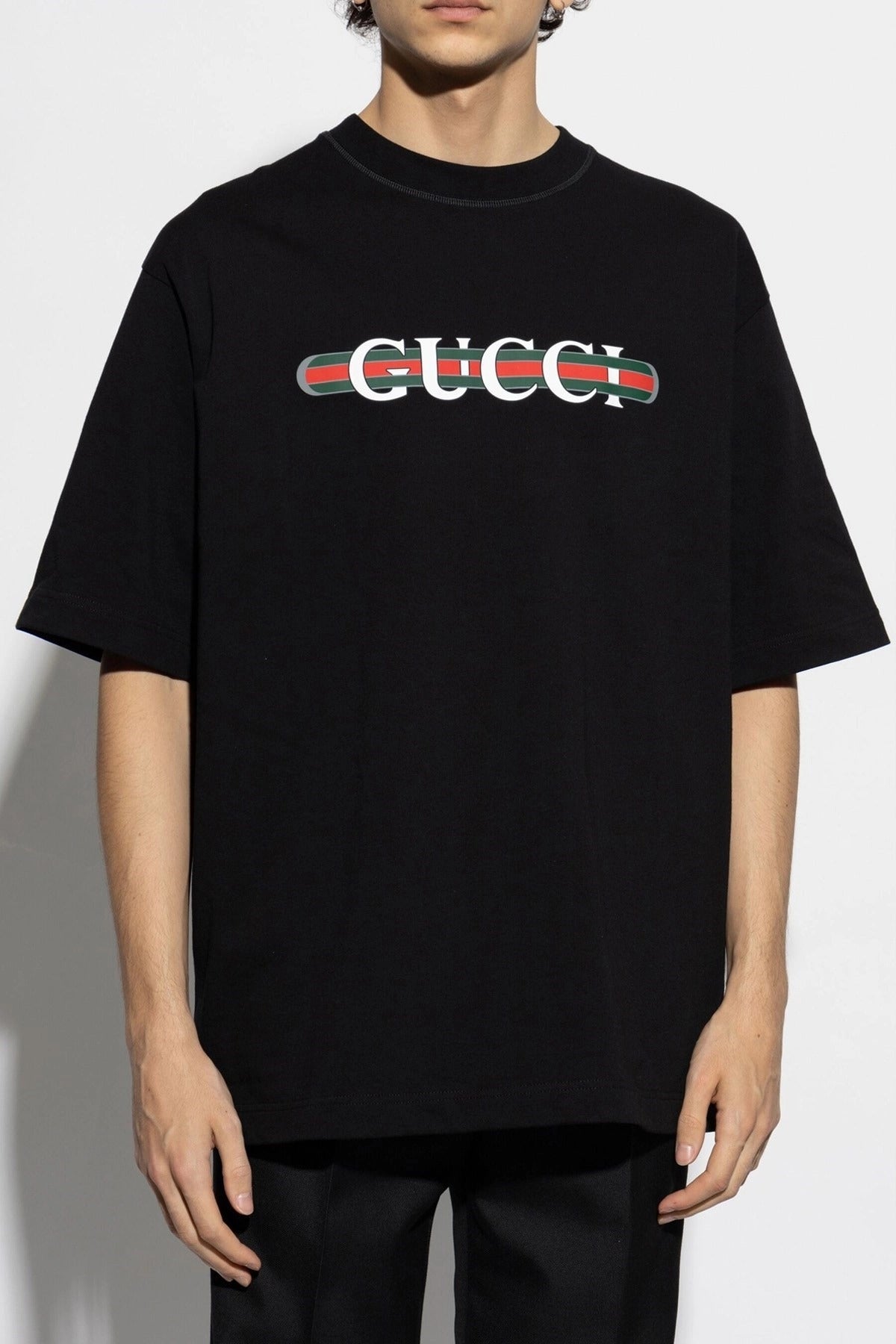 GUCCI ロゴ 半袖 Tシャツ ブラック Gucci Web Logo T-Shirt | Sendegaro IT