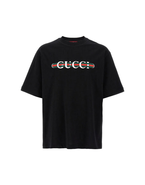 GUCCI ロゴ 半袖 Tシャツ ブラック Gucci Web Logo T-Shirt | Sendegaro IT
