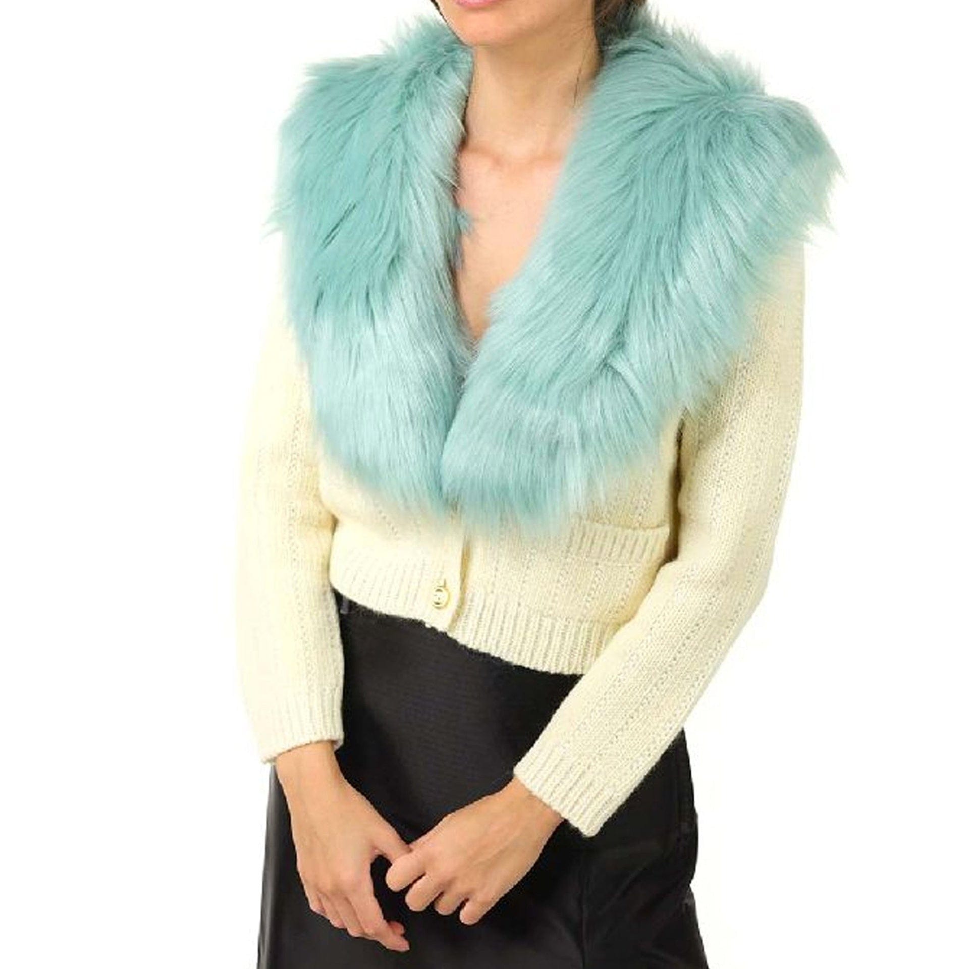 Gucci Wool Cashmere Faux Fur Cardigan