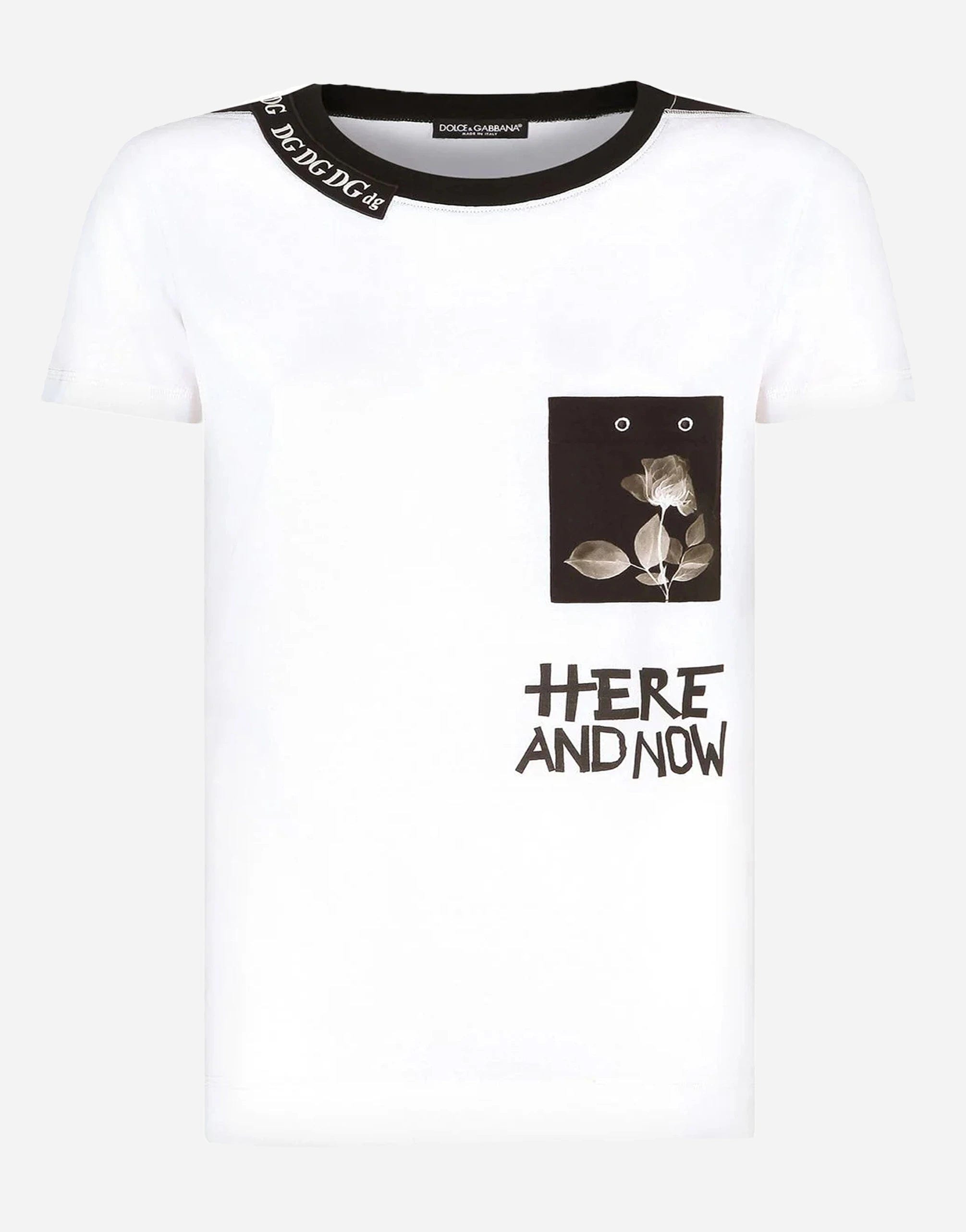 Dolce Gabbana Here And Now Slogan Print T shirt