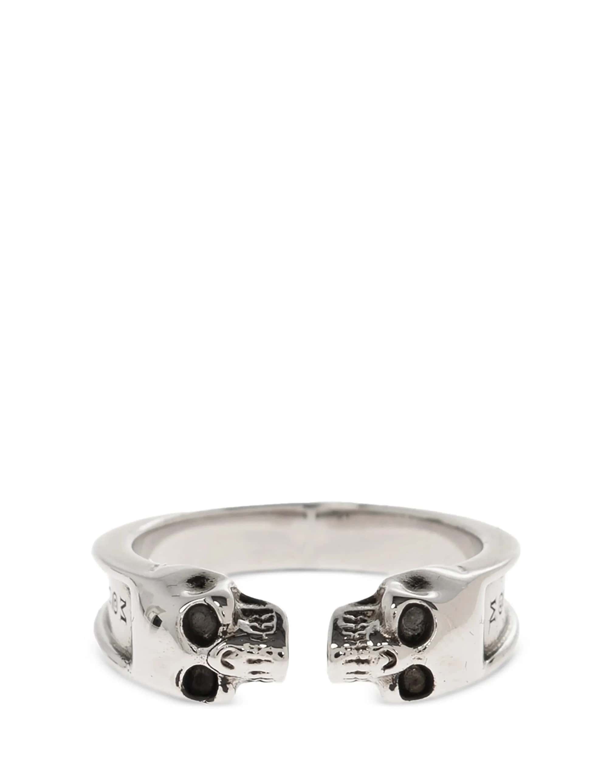 Alexander McQueen dunne ring met twee schedels
