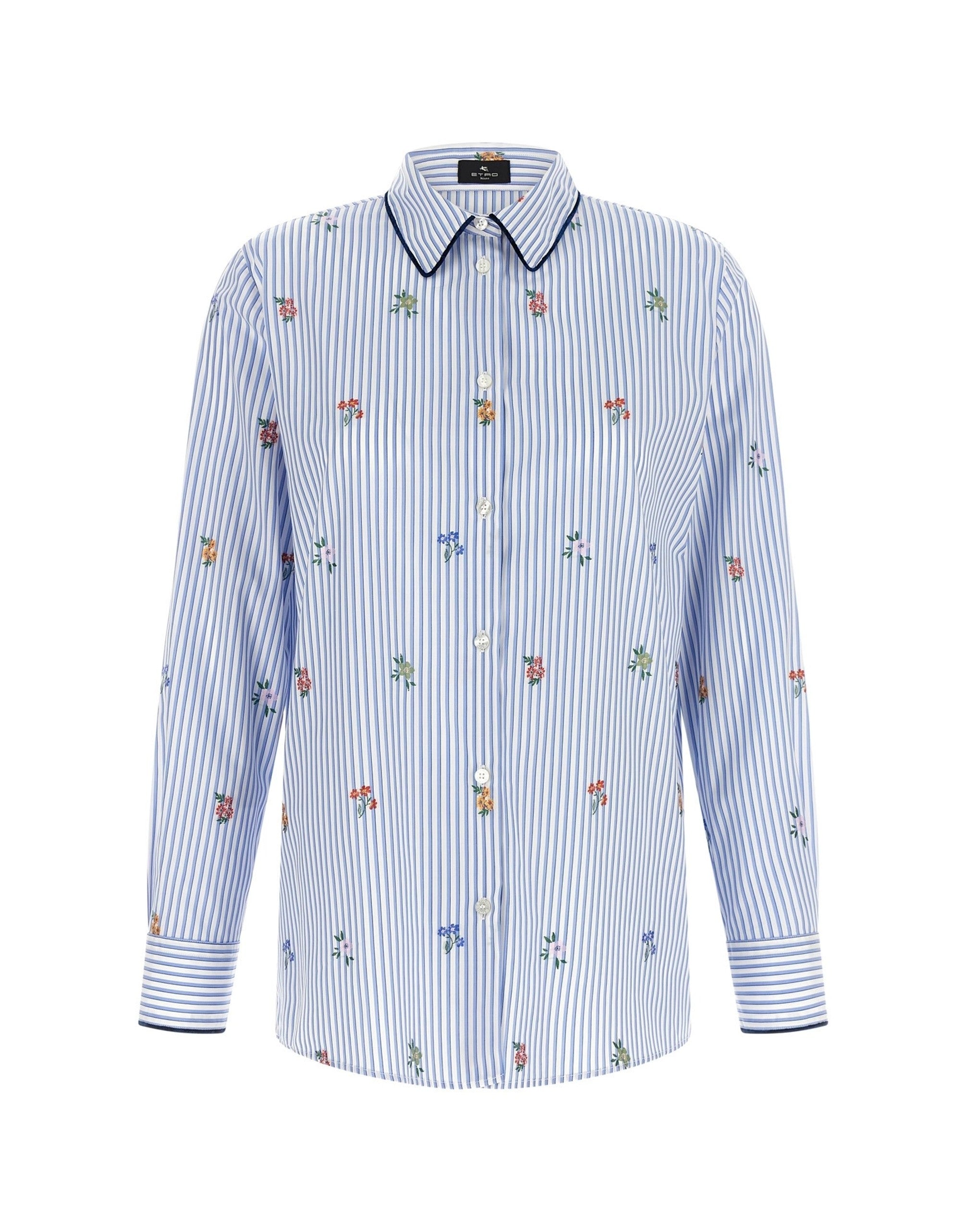 Etro Striped Floral Embroidery Shirt