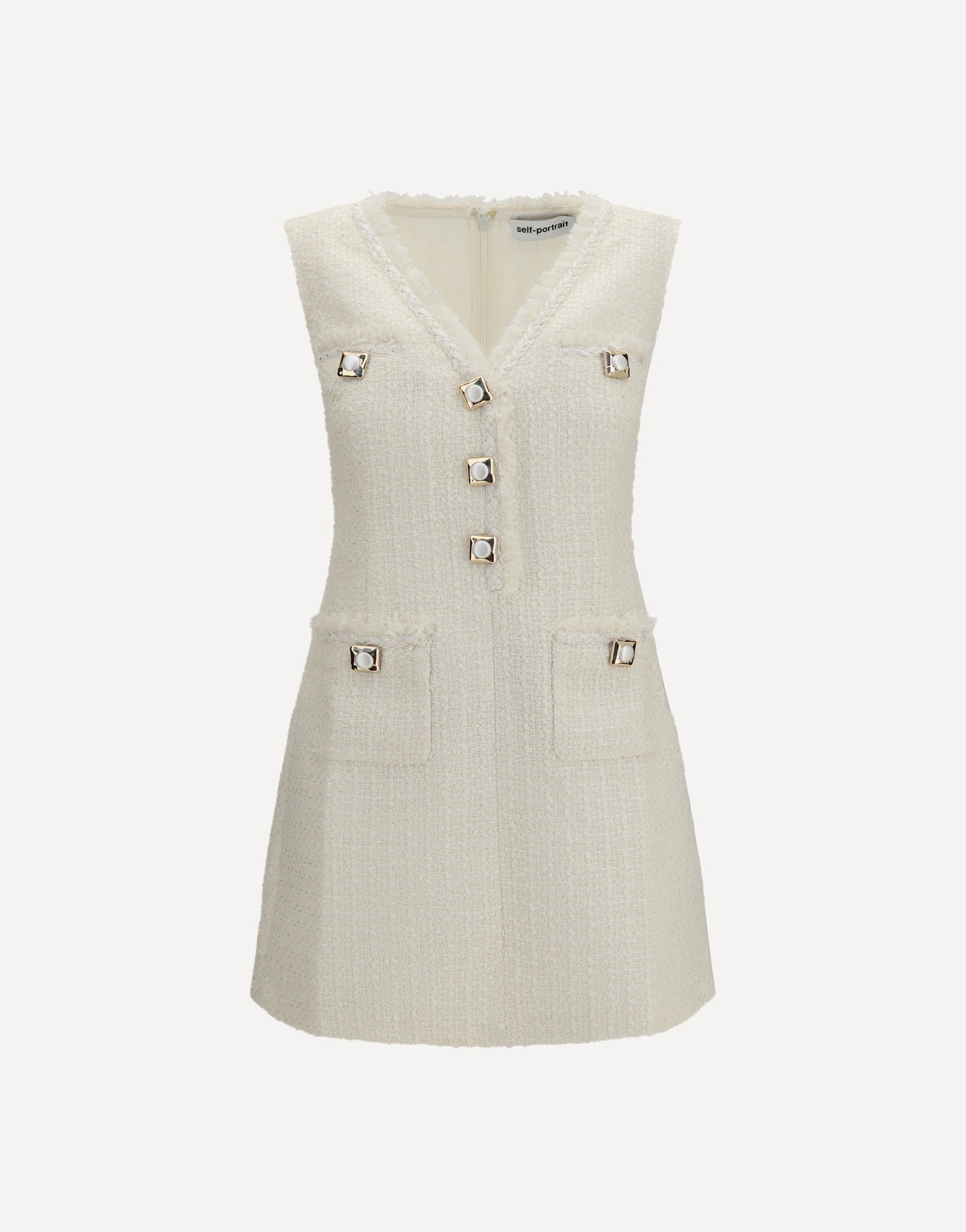 Self-Portrait Sleeveless Bouclé Mini Dress