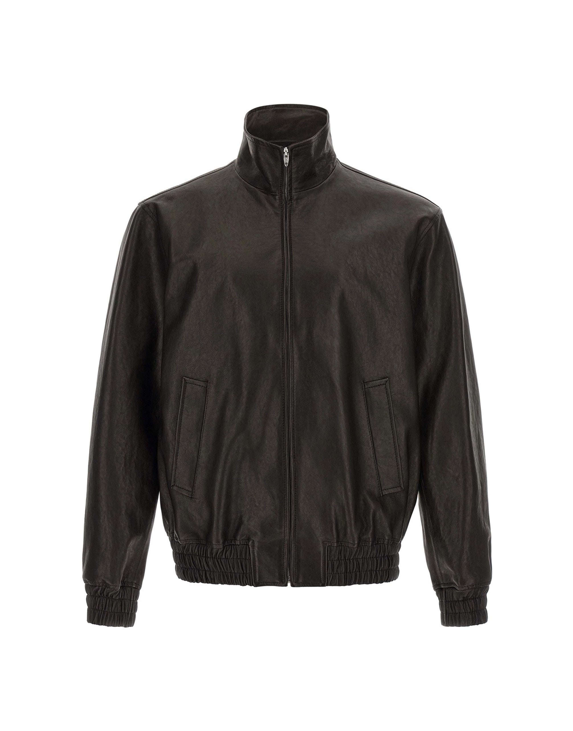 Valentino Garavani Black High-Neck Leather Jacket