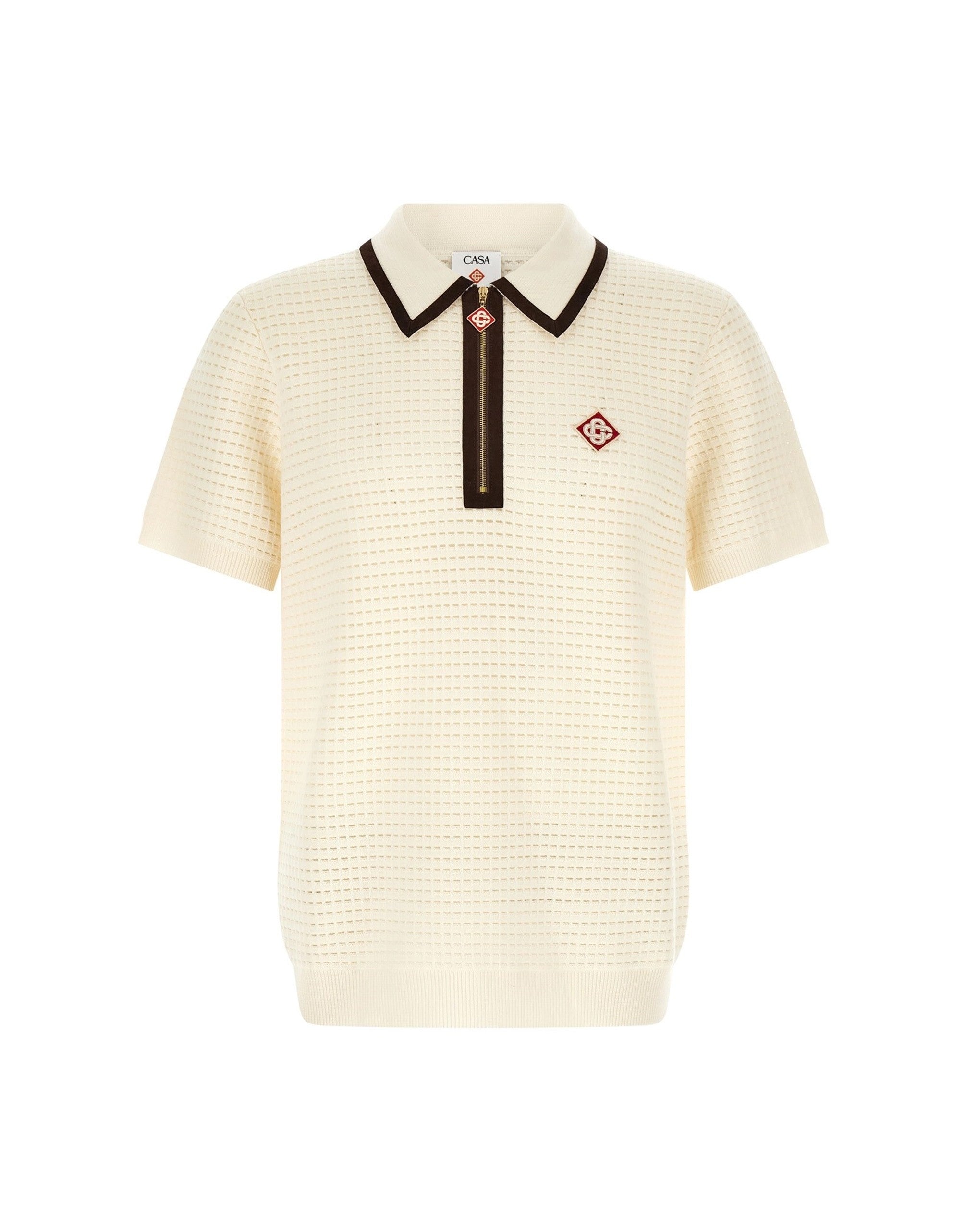 Casablanca Waffle Stitch Knit Polo Shirt