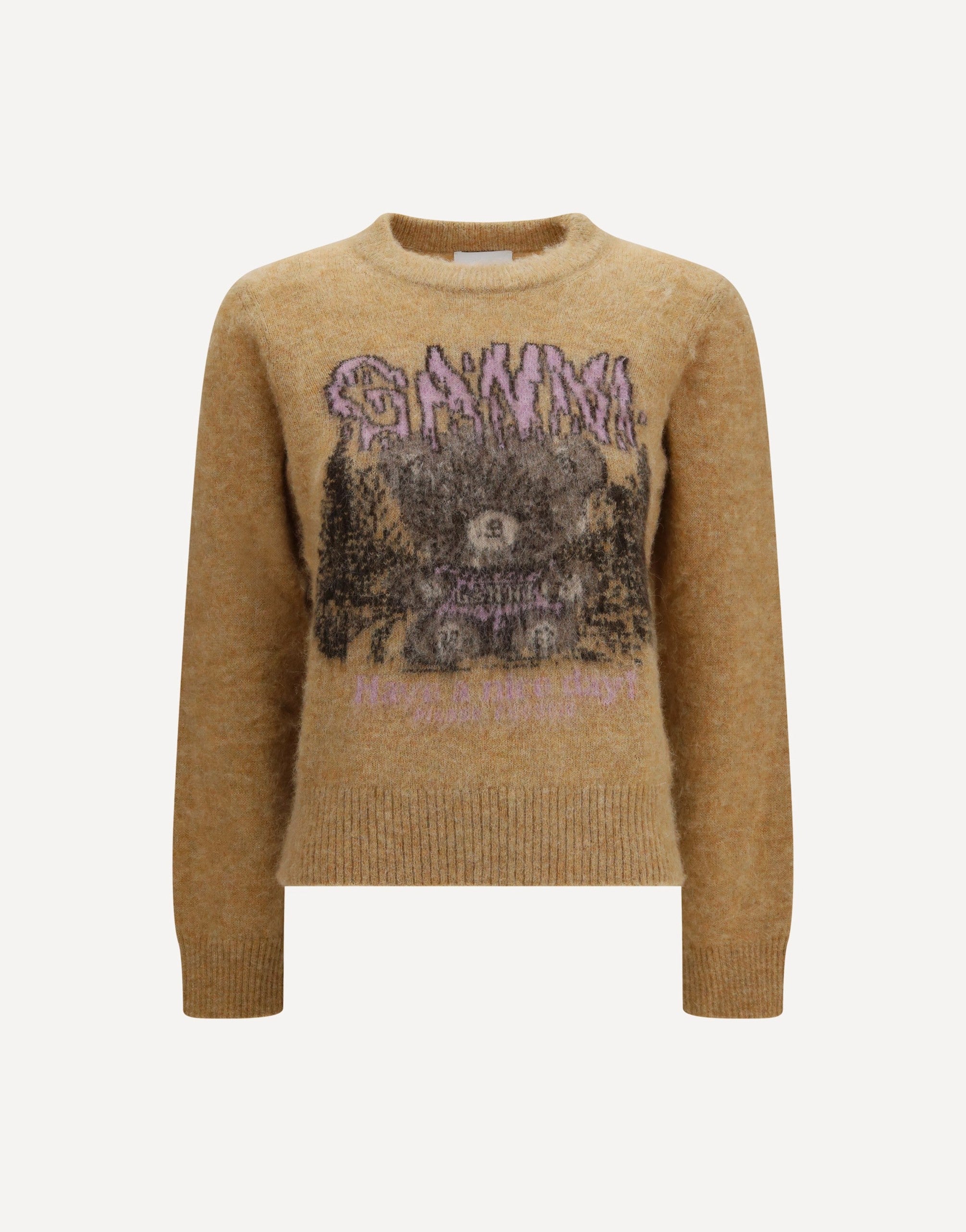 Ganni Teddy Brushed Alpaca Crewneck Sweater
