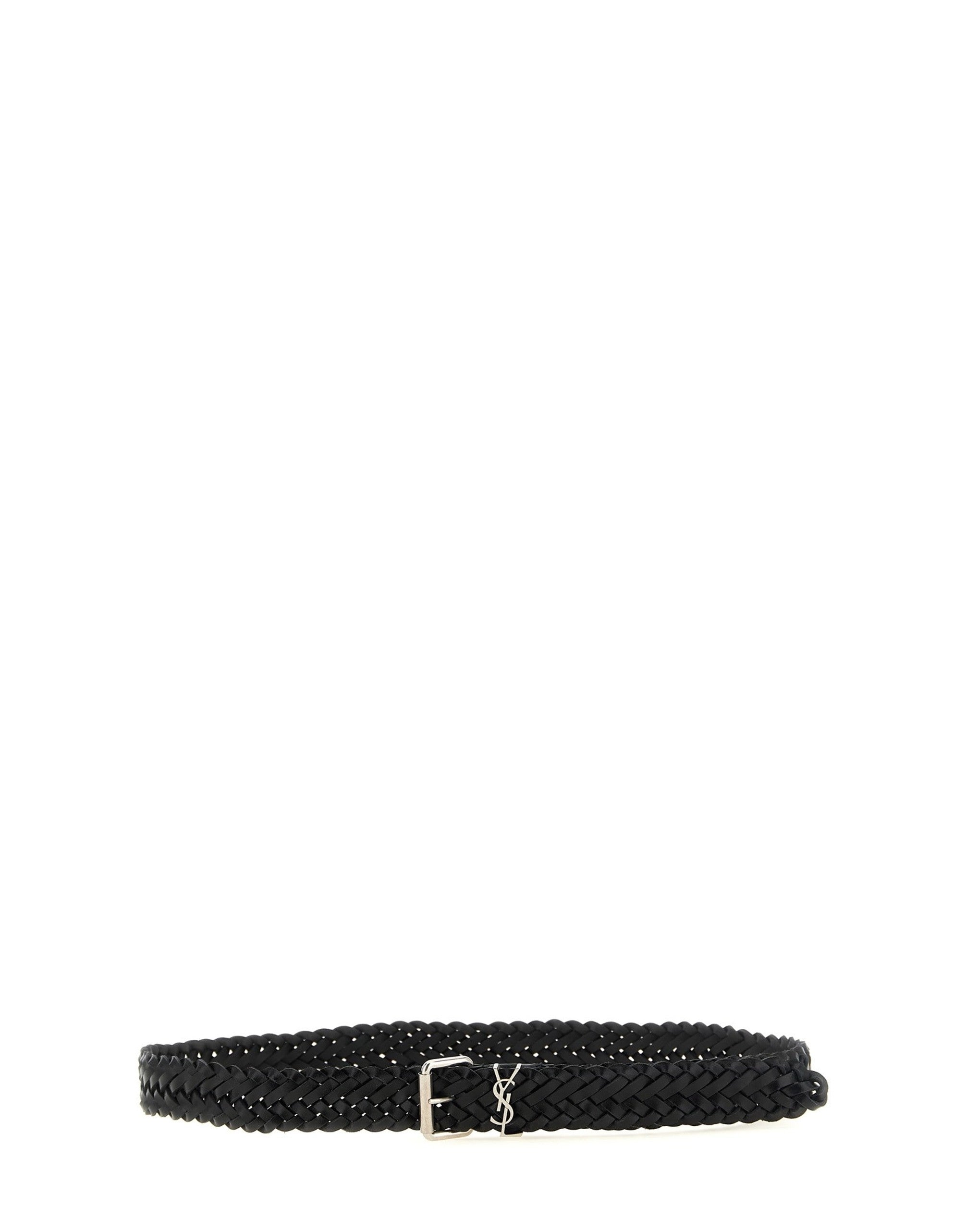 Saint Laurent Cassandre Braided Leather Belt