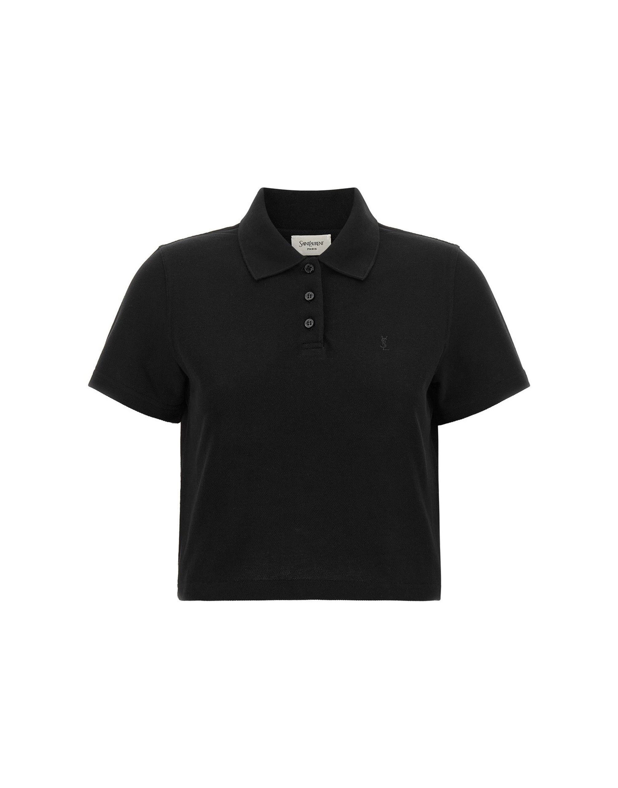 Saint Laurent Cassandre Crop Polo Shirt
