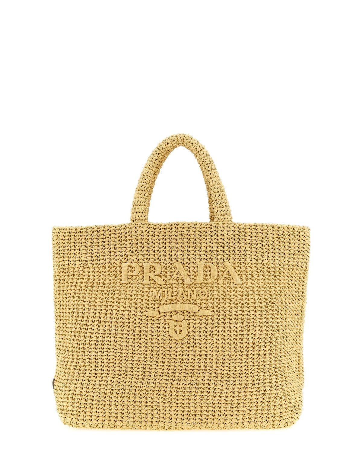 Prada Crochet Raffia Shopping Bag